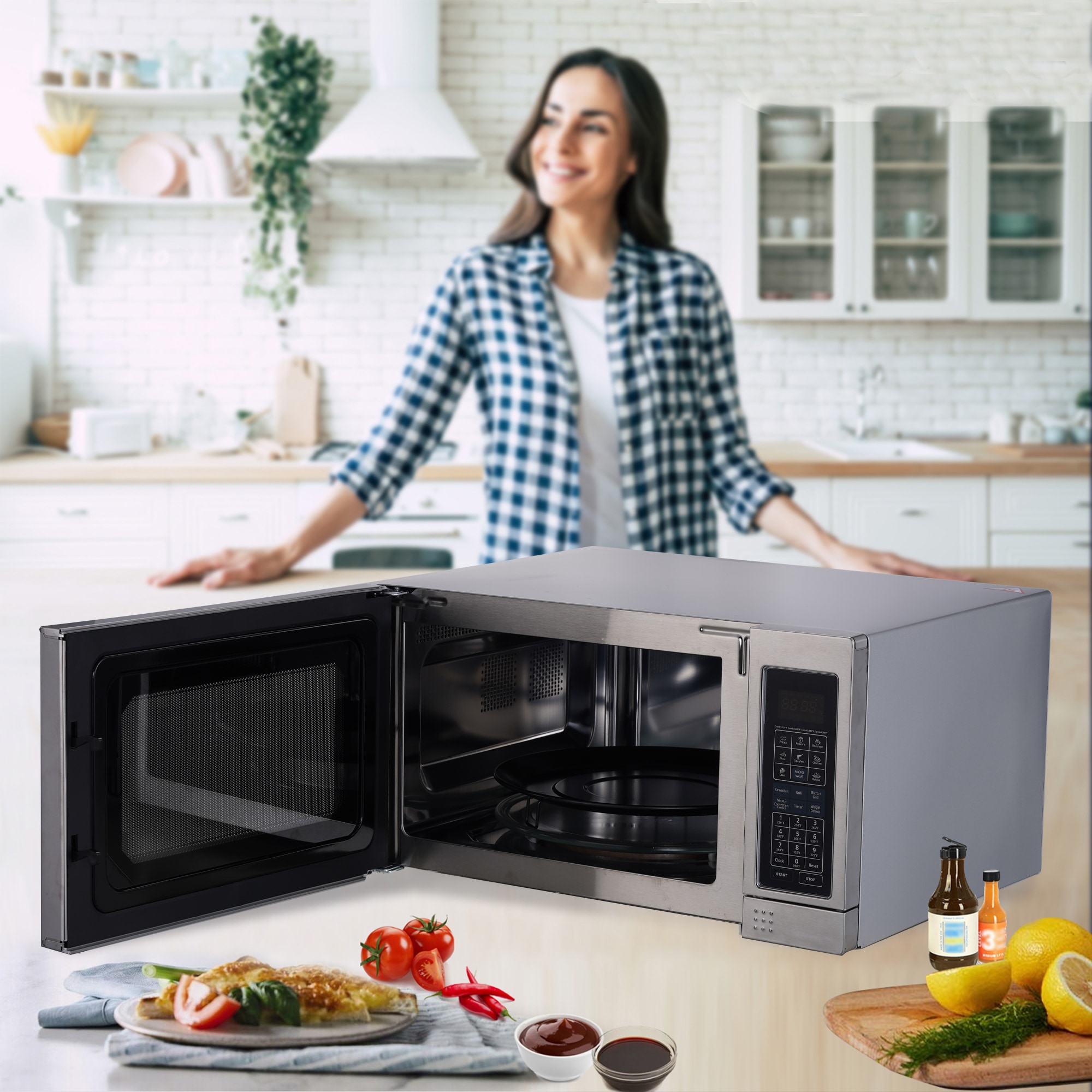 Horno Microondas de Convección y Parrilla Híbrido Avanzado Equator, 1.2 pies cúbicos, 1500 watts  de Potencia, Modelo CMO 1200 (Acero Inoxidable)