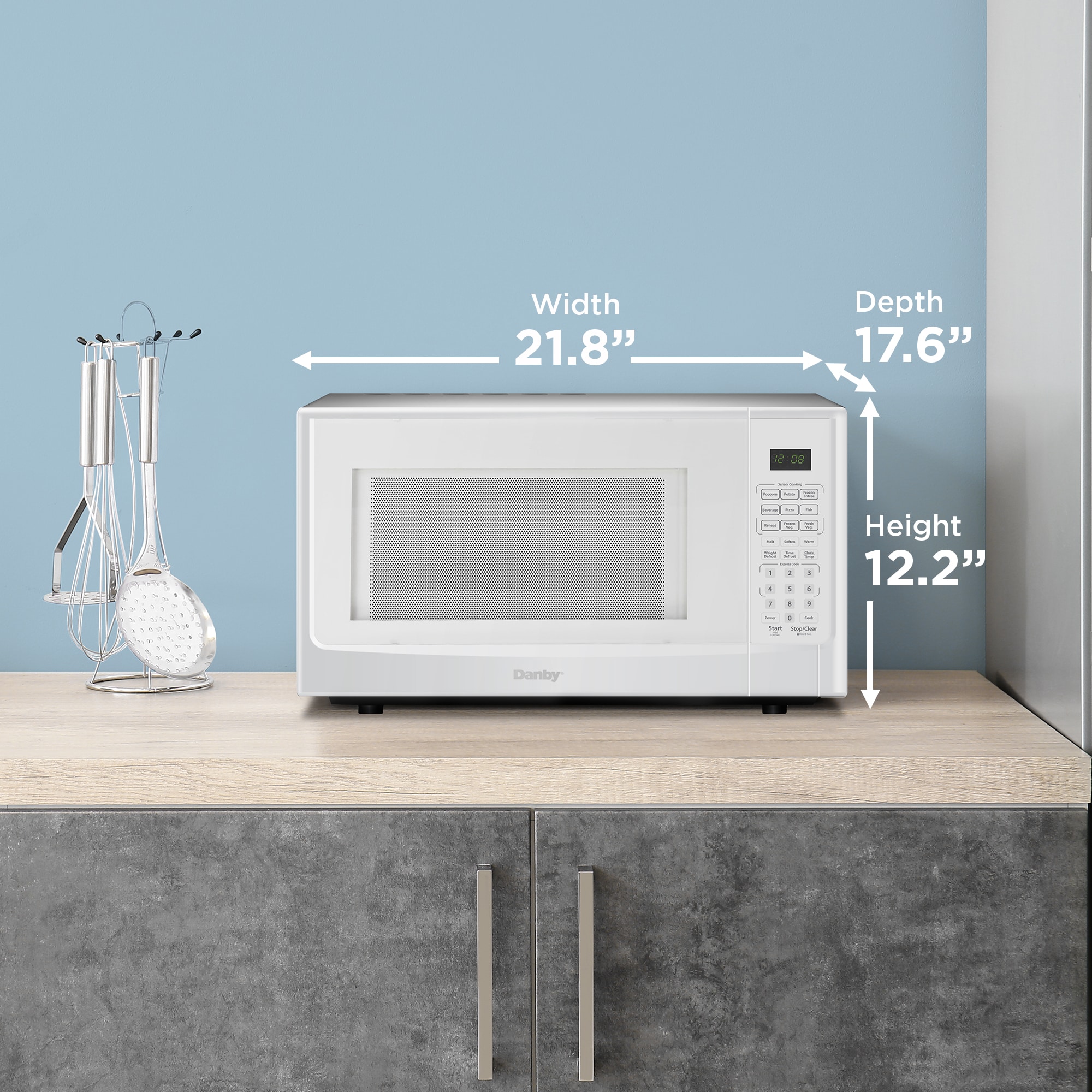 Horno de Microondas de 1.4 pies cúbicos, 1000 vatios, con Controles de Cocción Sensorial en Color Blanco para la Encimera