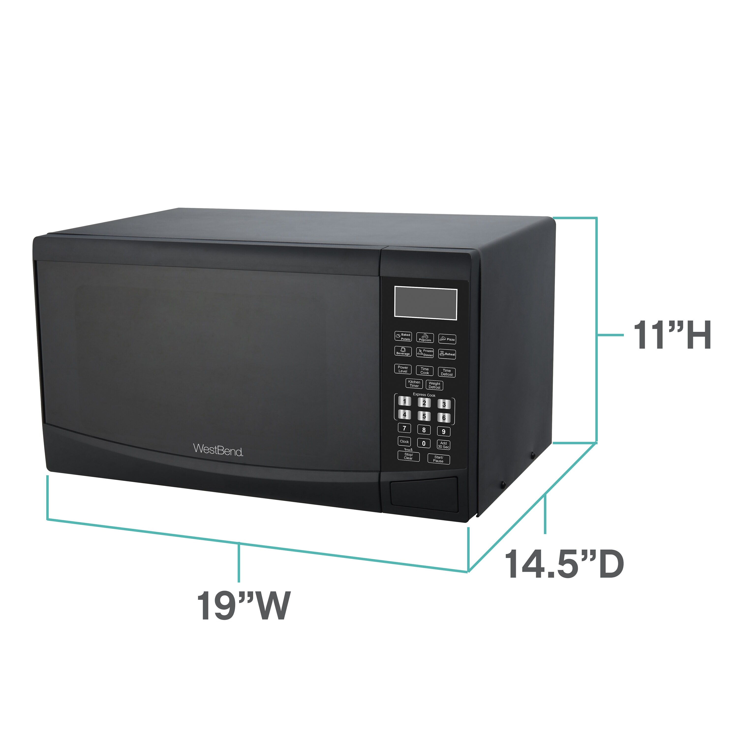 Microondas de encimera West Bend de 0.9 pies cúbicos (menos de 1.5 pies cúbicos) y 900 watts (Negro) WBMW92B