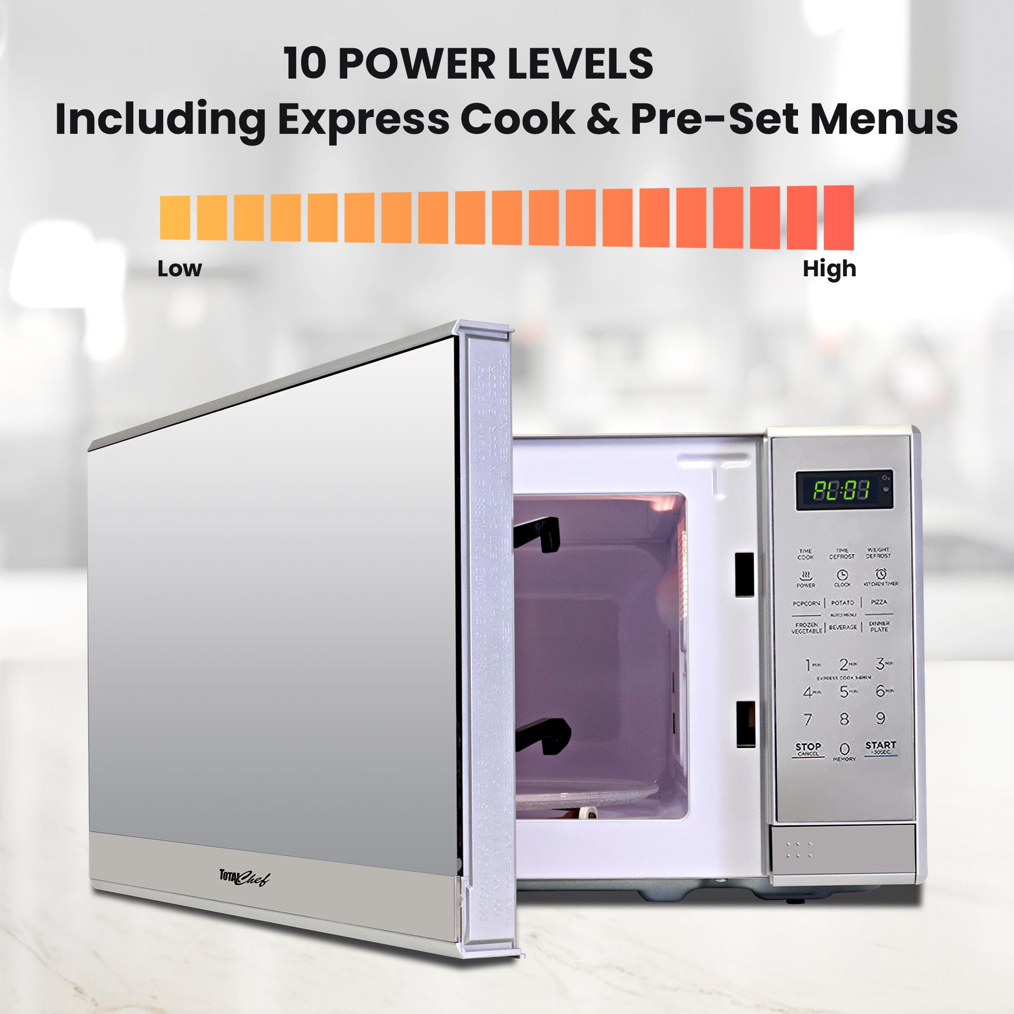 Horno de Microondas de Encimera de Acero Inoxidable con Control Digital de 6 Modos de Cocción Preestablecidos y Capacidad de 0.7 pies cúbicos