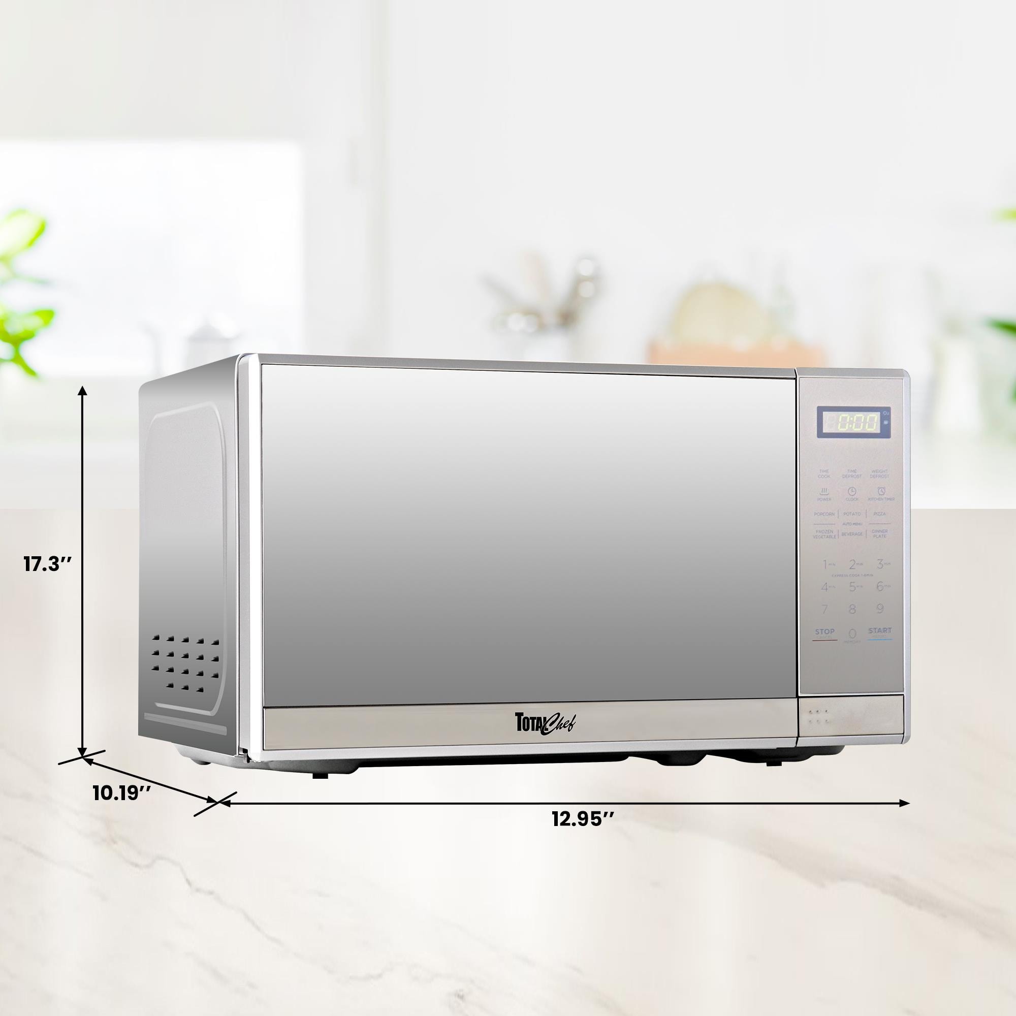 Horno de Microondas de Encimera de Acero Inoxidable con Control Digital de 6 Modos de Cocción Preestablecidos y Capacidad de 0.7 pies cúbicos