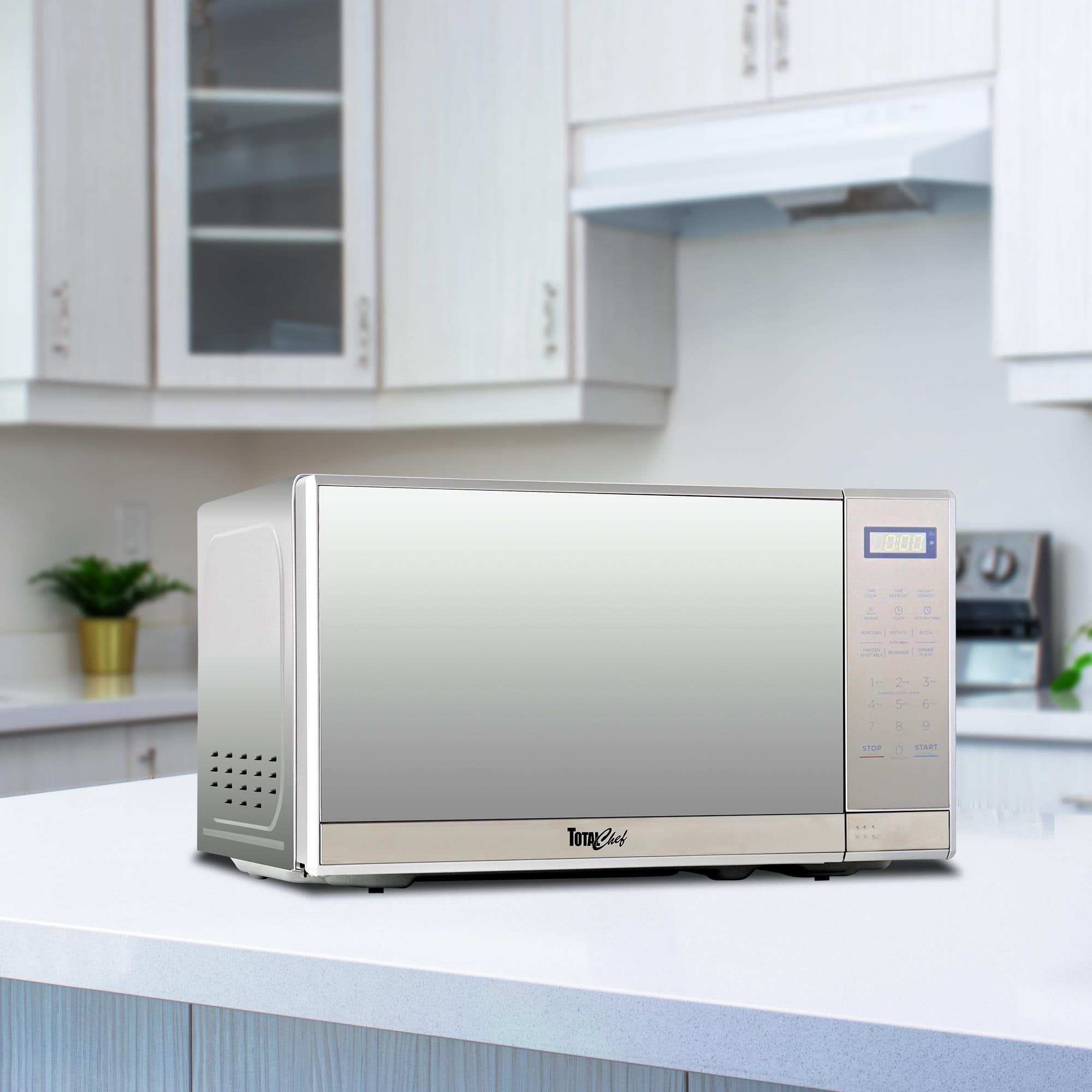 Horno de Microondas de Encimera de Acero Inoxidable con Control Digital de 6 Modos de Cocción Preestablecidos y Capacidad de 0.7 pies cúbicos