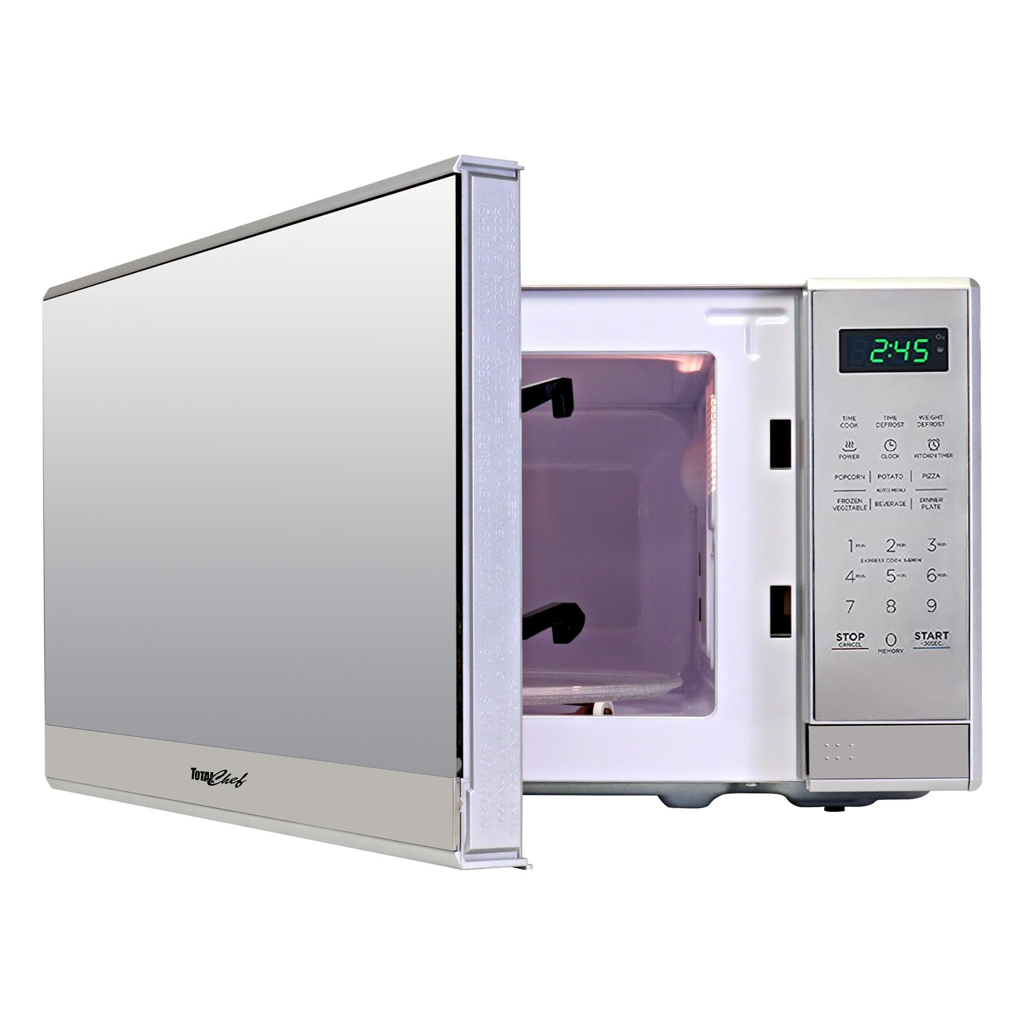 Horno de Microondas de Encimera de Acero Inoxidable con Control Digital de 6 Modos de Cocción Preestablecidos y Capacidad de 0.7 pies cúbicos