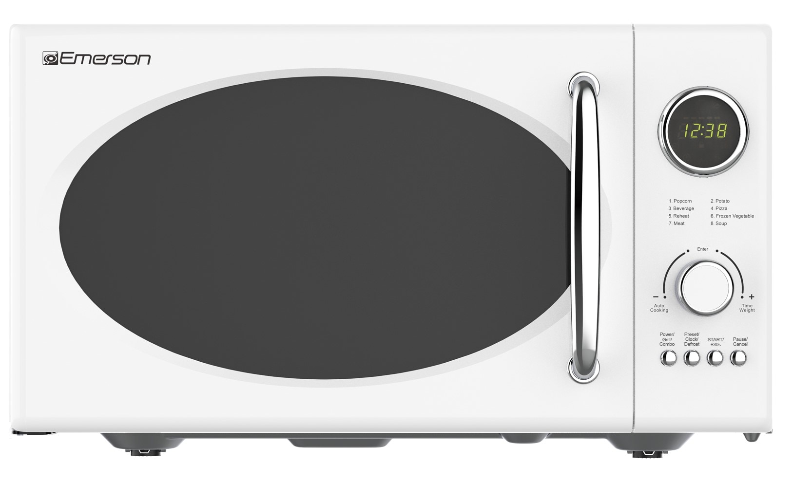 Radio Emerson 0.9 pies cúbicos Pequeño (Menos de 1.5 pies cúbicos) 800 Watts de Potencia Blanco para Encimera