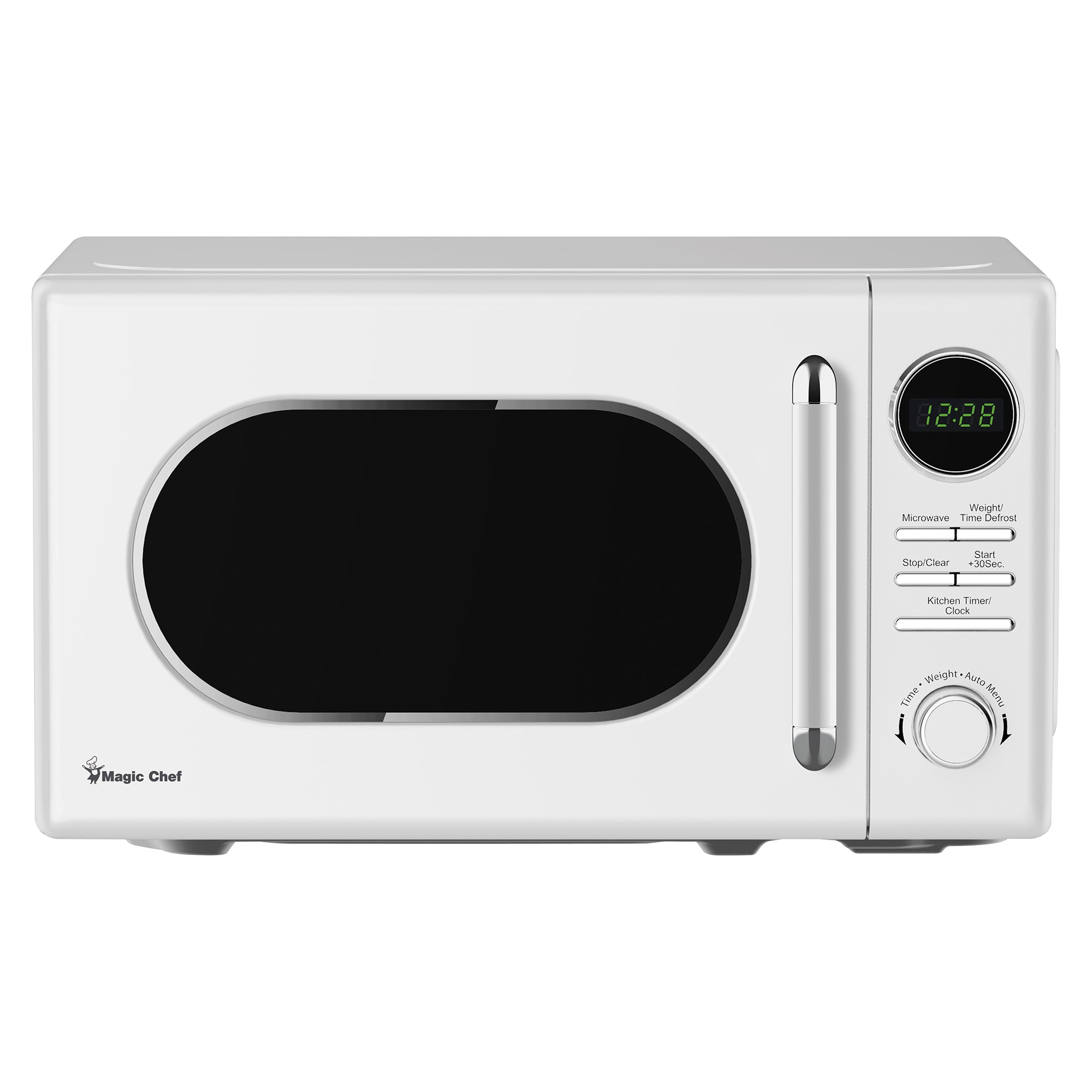 Horno de microondas de 0.7 pies cúbicos de Magic Chef (menos de 1.5 pies cúbicos) de 700 Watts para encimera (blanco) MC77CMW