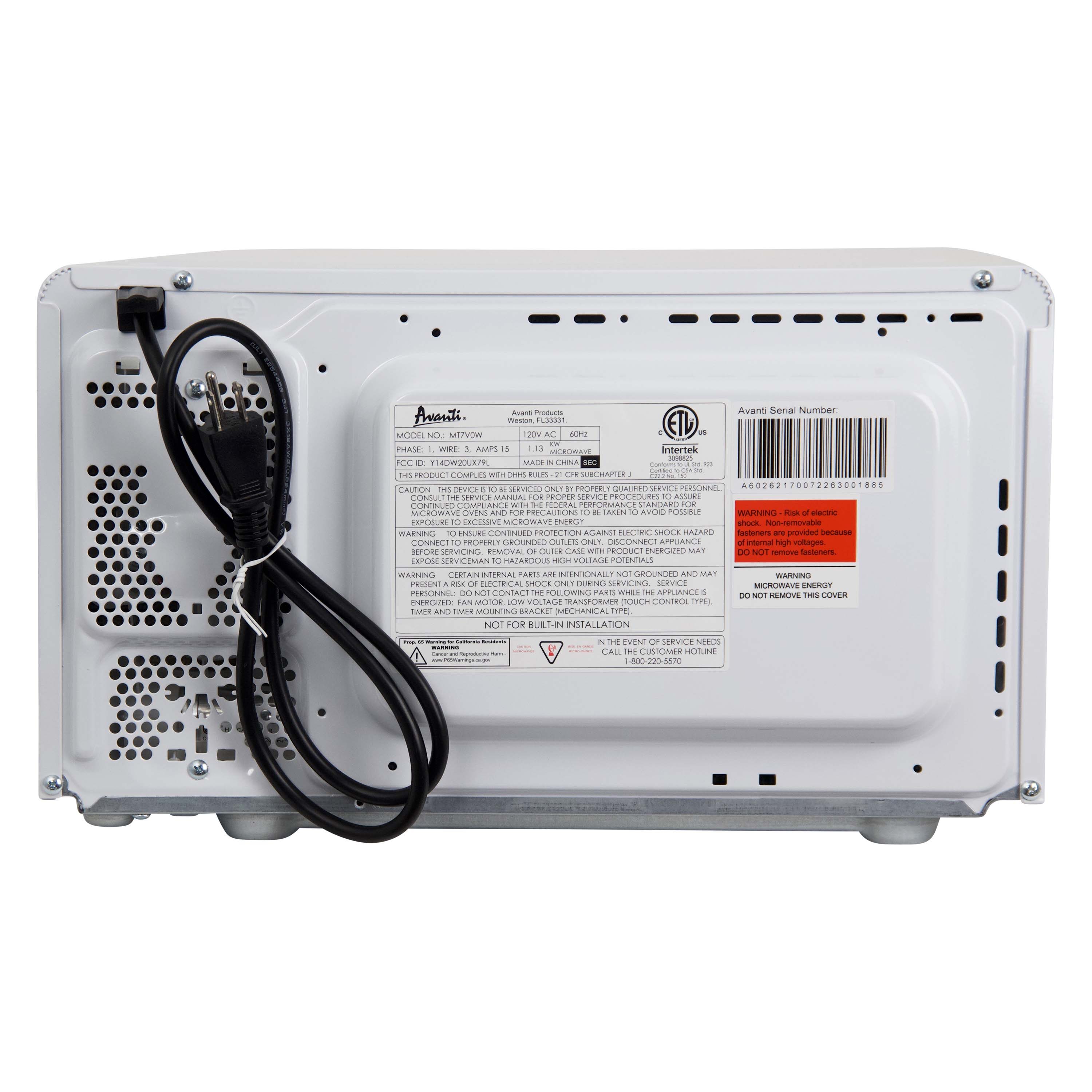 Microondas de encimera Avanti de 0.7 pies cúbicos (menos de 1.5 pies cúbicos), 700 vatios (blanco) MT7V0W