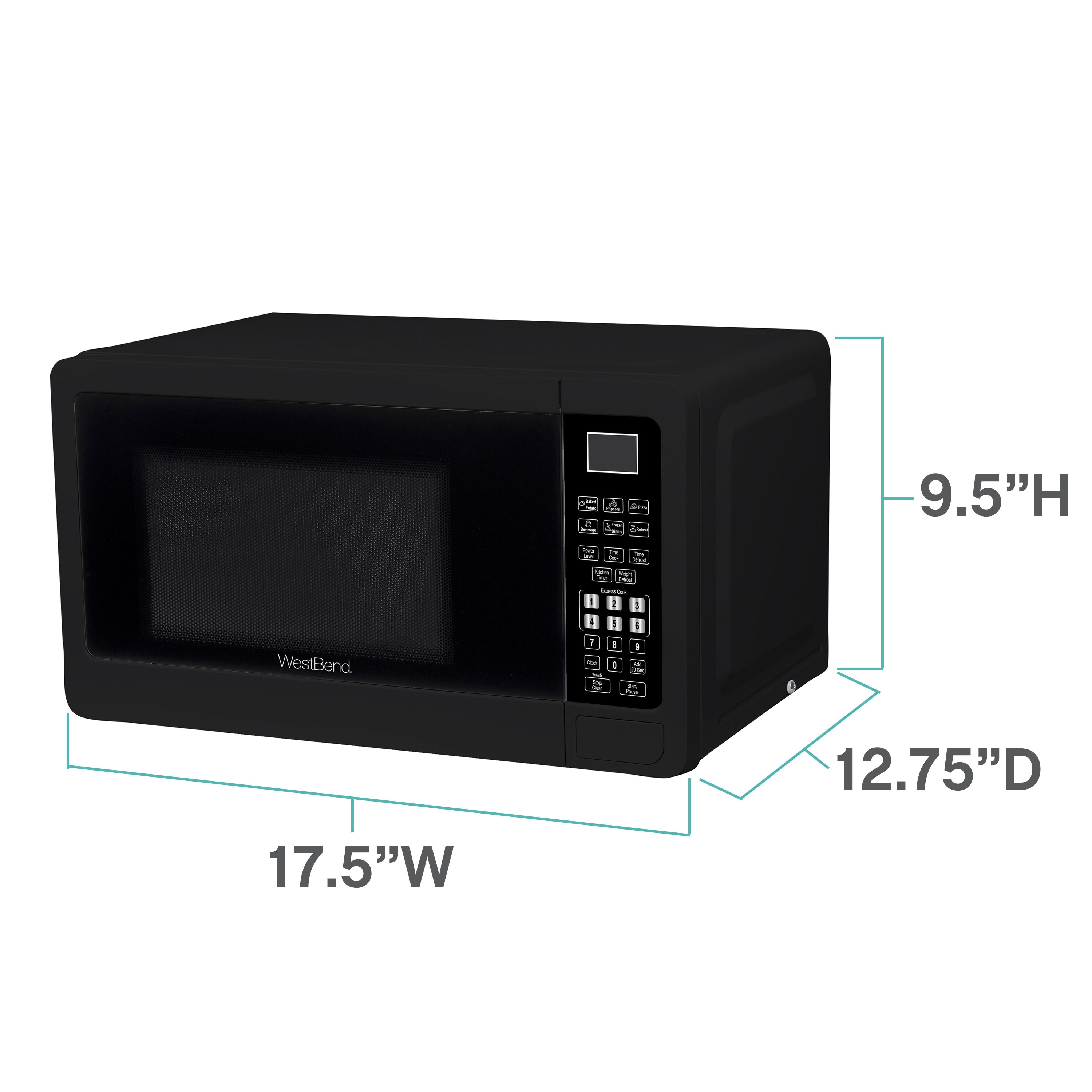 Microondas de encimera de 0.7 pies cúbicos (menos de 1.5 pies cúbicos) y 700 watts de potencia (Negro) West Bend WBMW71B