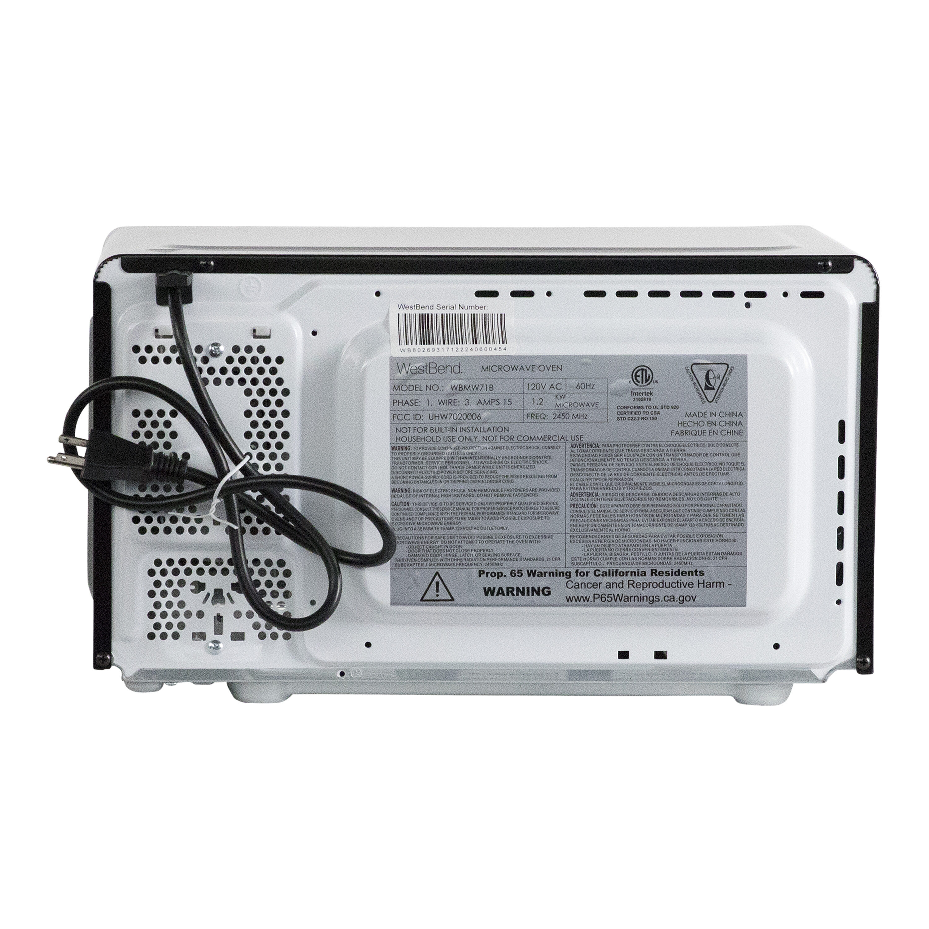 Microondas de encimera de 0.7 pies cúbicos (menos de 1.5 pies cúbicos) y 700 watts de potencia (Negro) West Bend WBMW71B