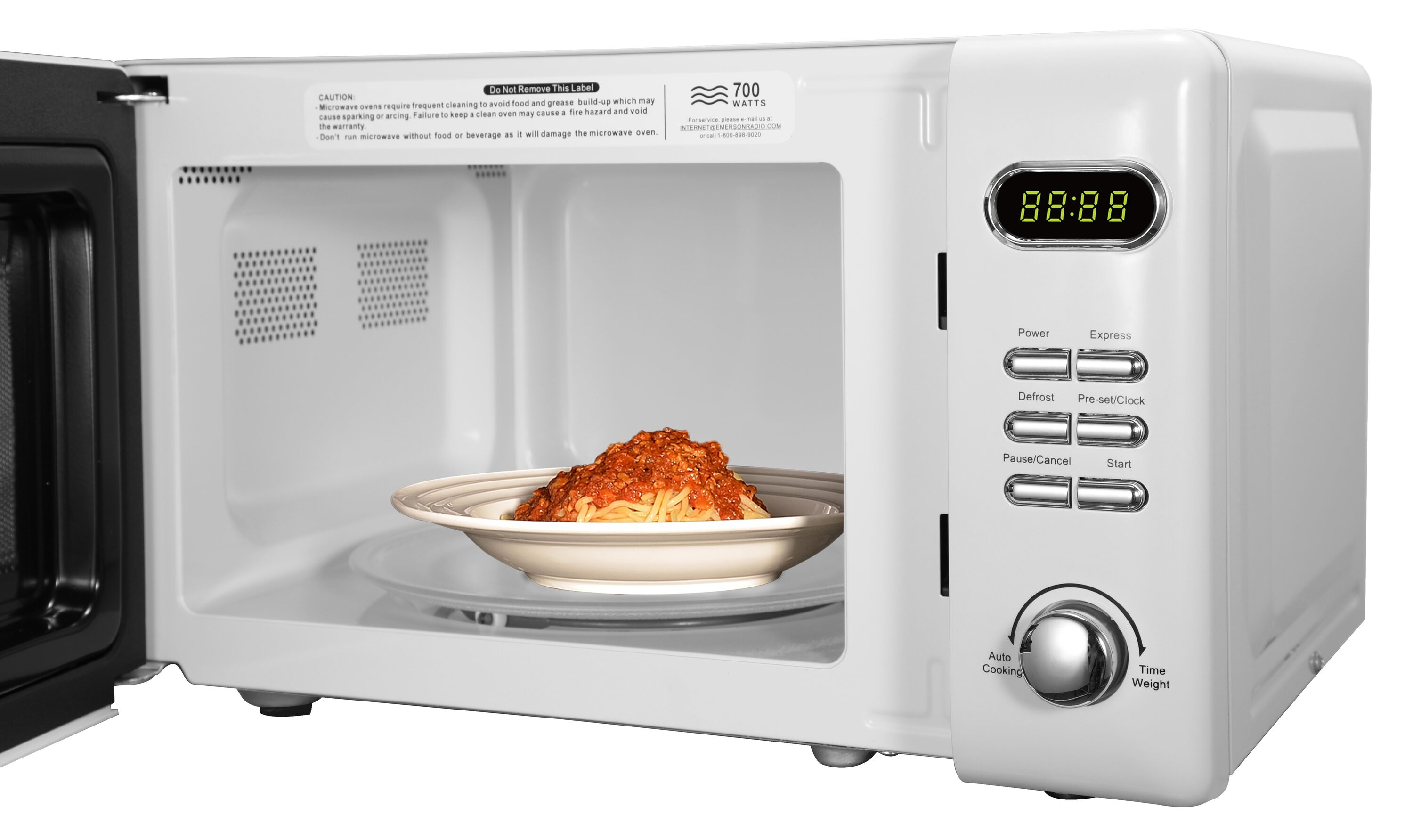 Horno de Microondas de Mostrador Blanco Pequeño de 0.7 pies cúbicos (Menos de 1.5 pies cúbicos) y 700 watts de Emerson Radio