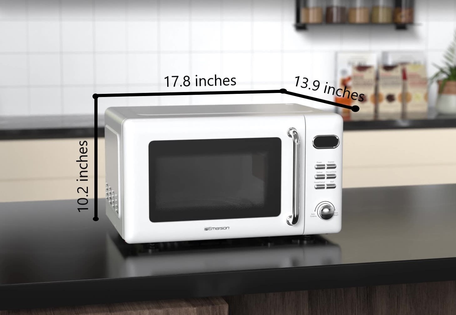 Horno de Microondas de Mostrador Blanco Pequeño de 0.7 pies cúbicos (Menos de 1.5 pies cúbicos) y 700 watts de Emerson Radio