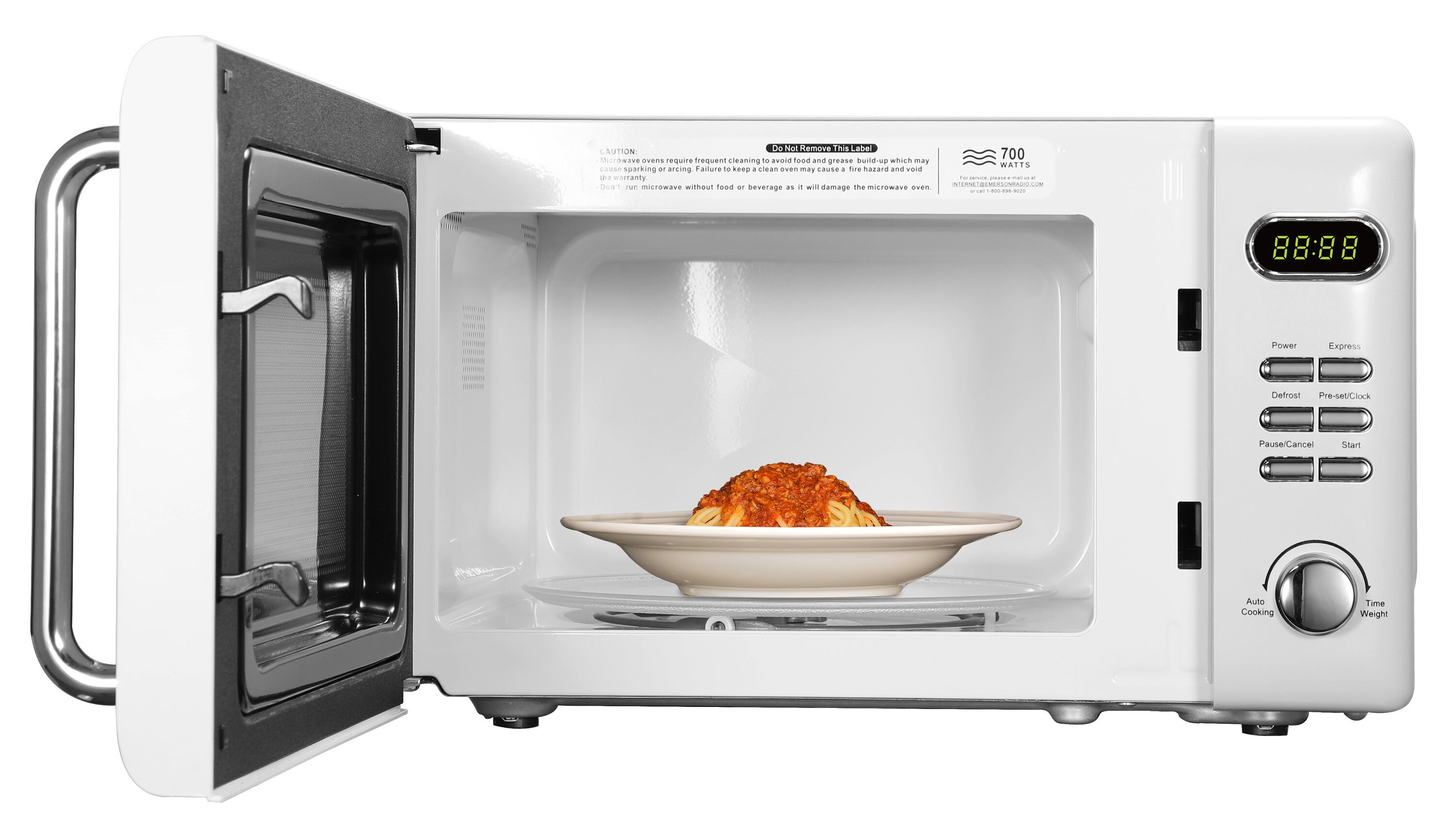 Horno de Microondas de Mostrador Blanco Pequeño de 0.7 pies cúbicos (Menos de 1.5 pies cúbicos) y 700 watts de Emerson Radio