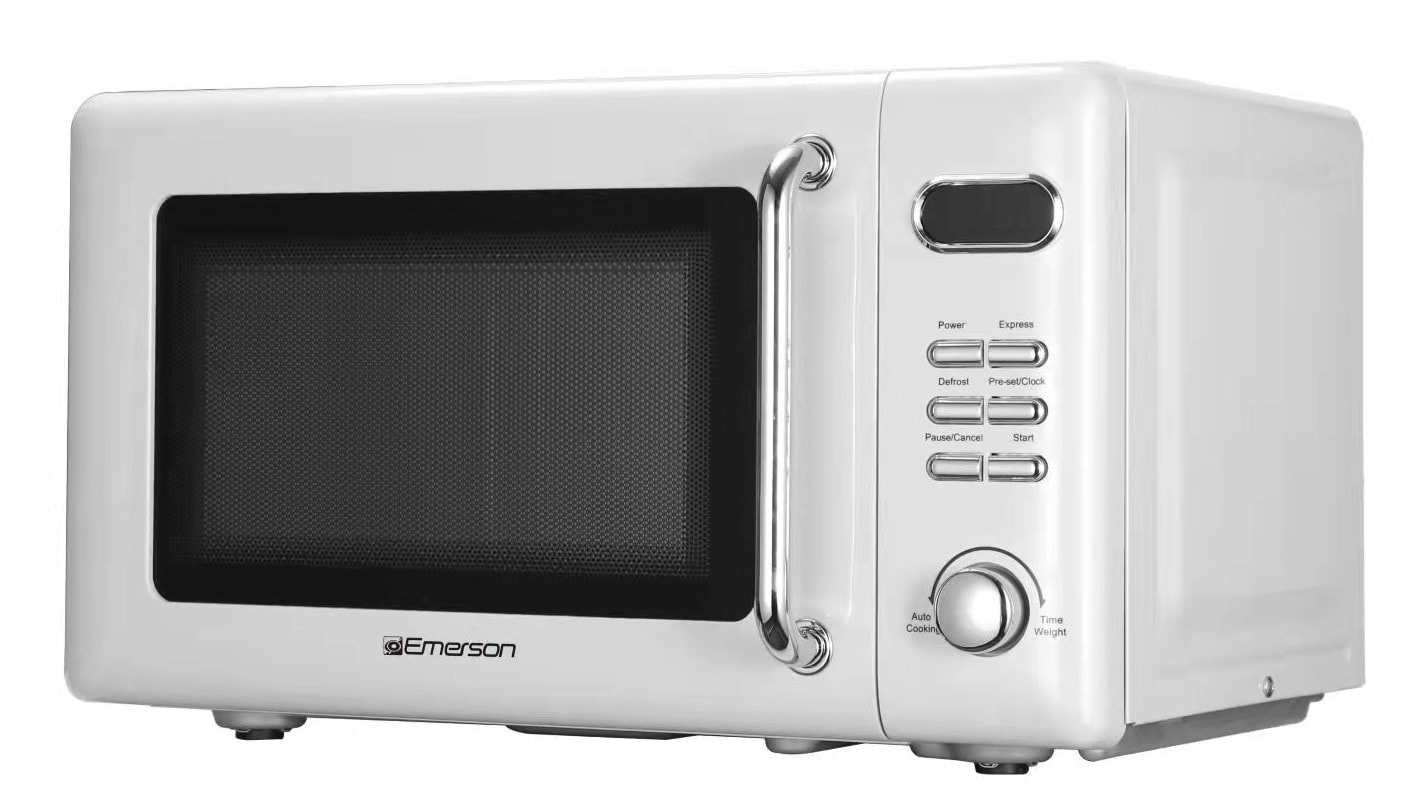 Horno de Microondas de Mostrador Blanco Pequeño de 0.7 pies cúbicos (Menos de 1.5 pies cúbicos) y 700 watts de Emerson Radio