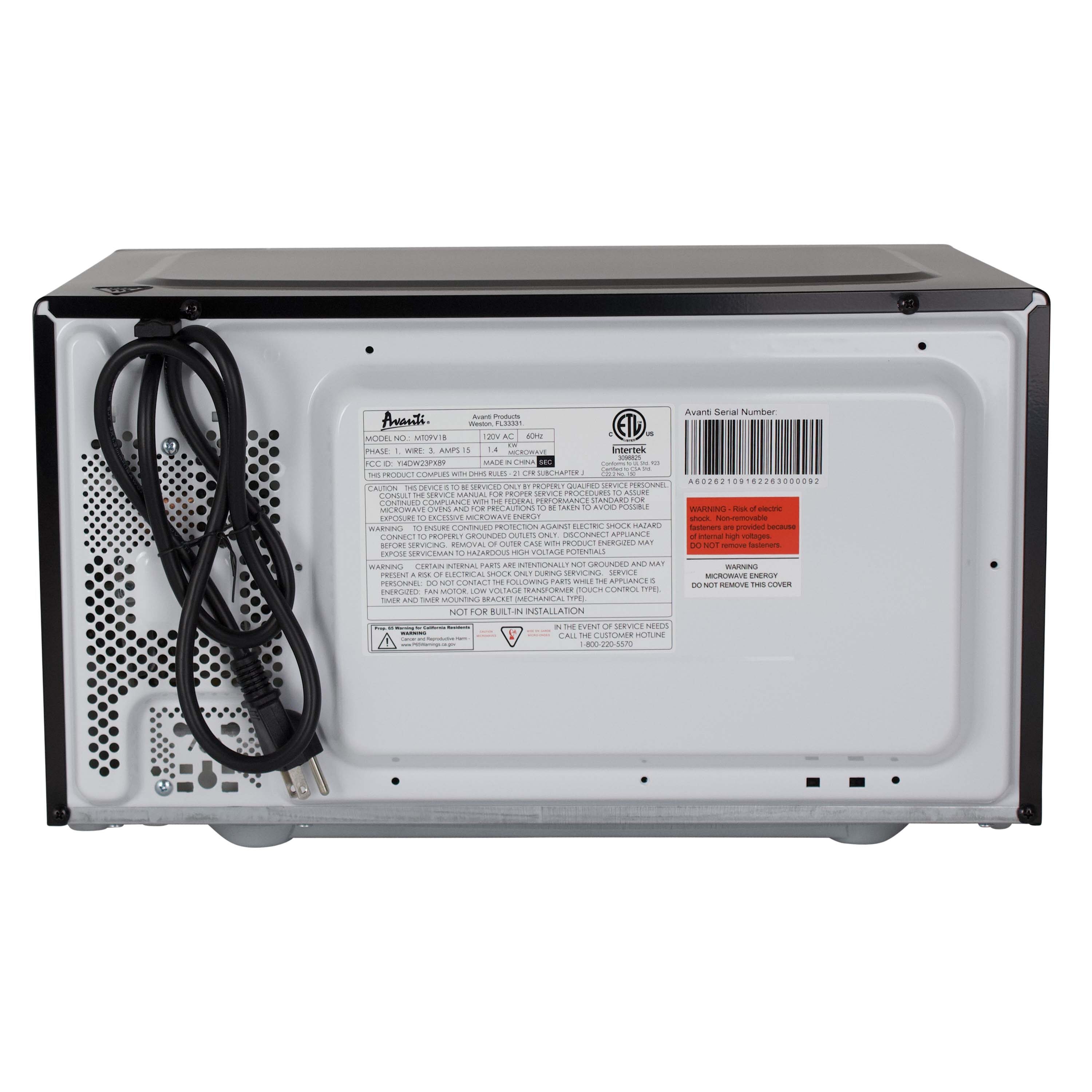 Microondas de mostrador Avanti de 0.9 pies cúbicos (menos de 1.5 pies cúbicos) de 900 watts (negro) MT09V1B
