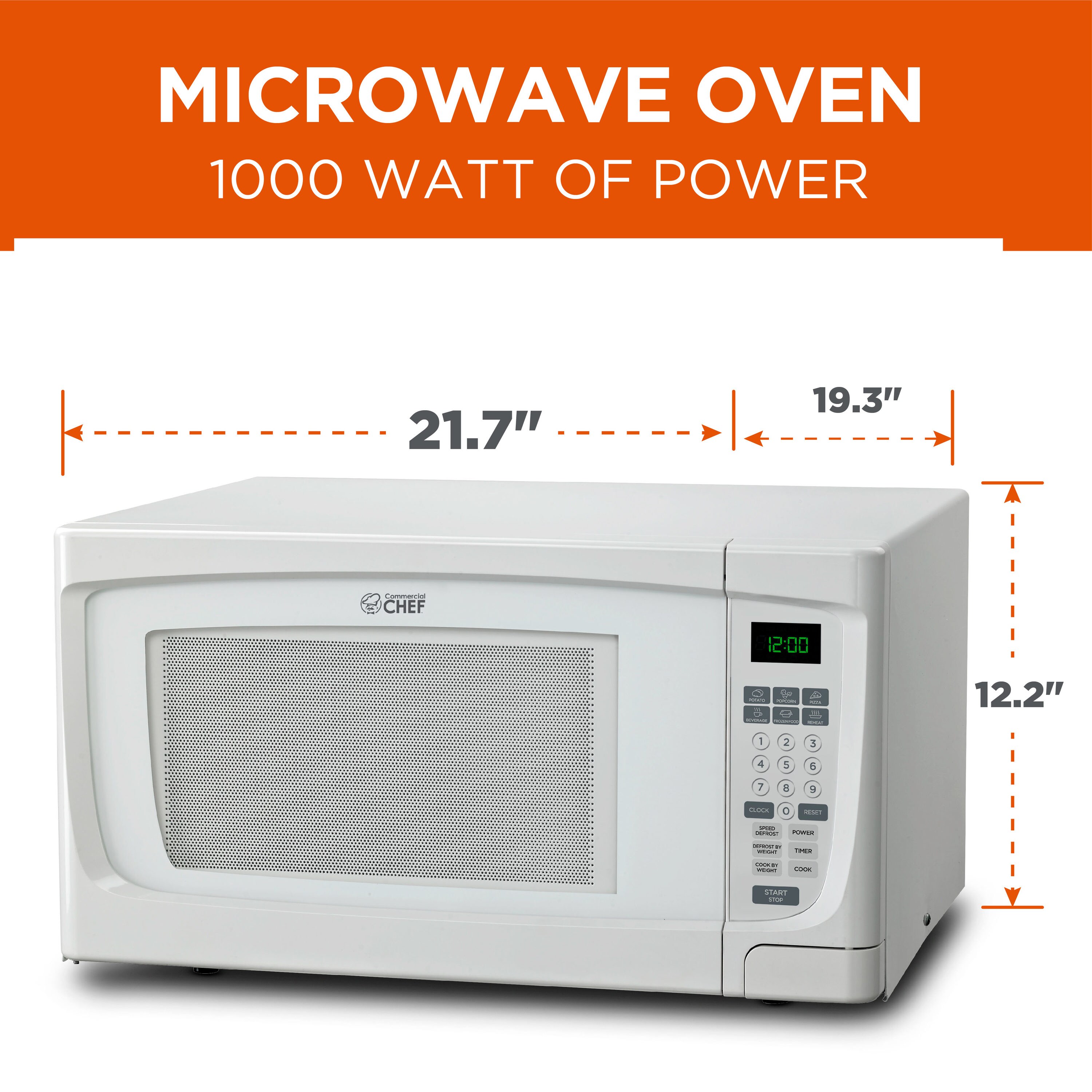 Microondas de 1.6 pies cúbicos (Mayor a 1.5 pies cúbicos) de 1000 vatios para encimera (Blanco) CHM16100W6C