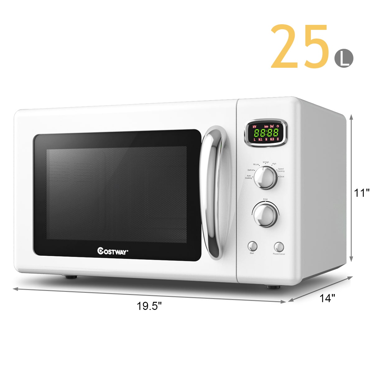 Microondas de mostrador Costway de 0.9 pies cúbicos (menos de 1.5 pies cúbicos) y 900 vatios (Blanco) EP24453WH
