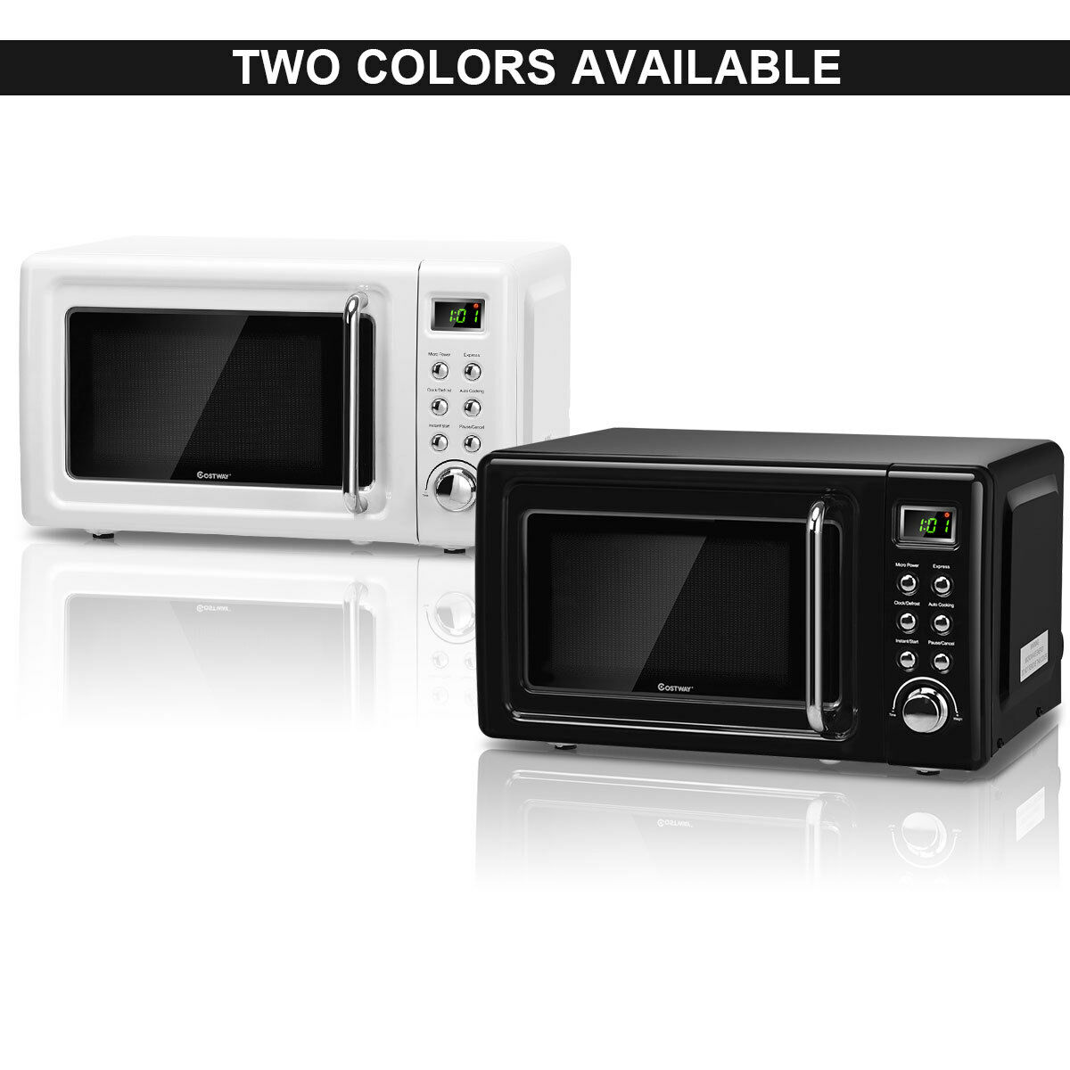 Microondas de mostrador Costway de 0.7 pies cúbicos (menos de 1.5 pies cúbicos) y 700 watts (blanco) EP23853WH