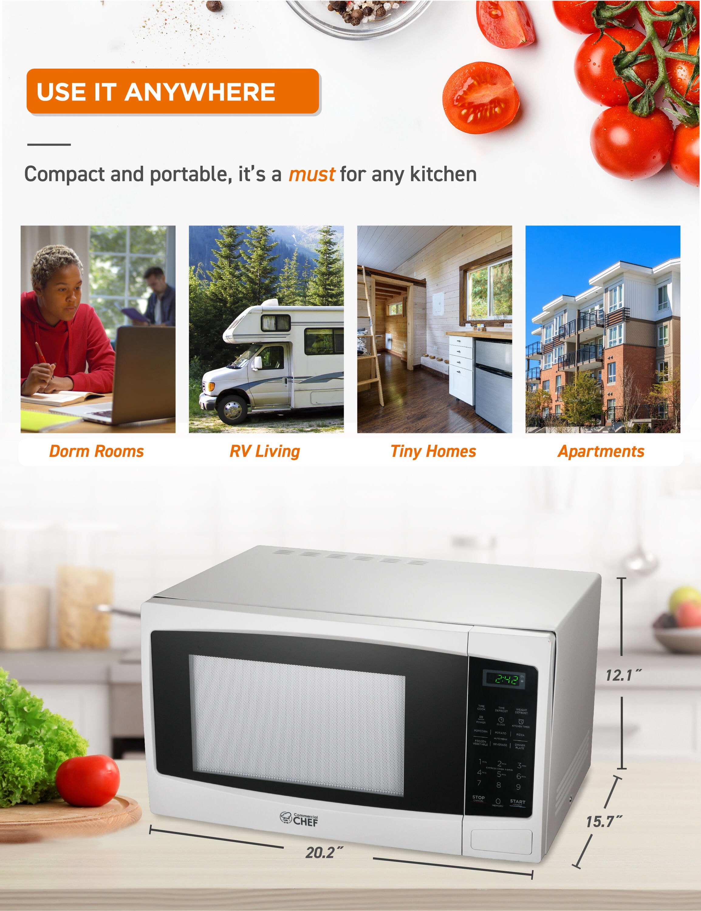 Horno de Microondas de 1.1 pies cúbicos y 1000 watts de potencia para Cocina Comercial ( Retirar ) CHM11MW