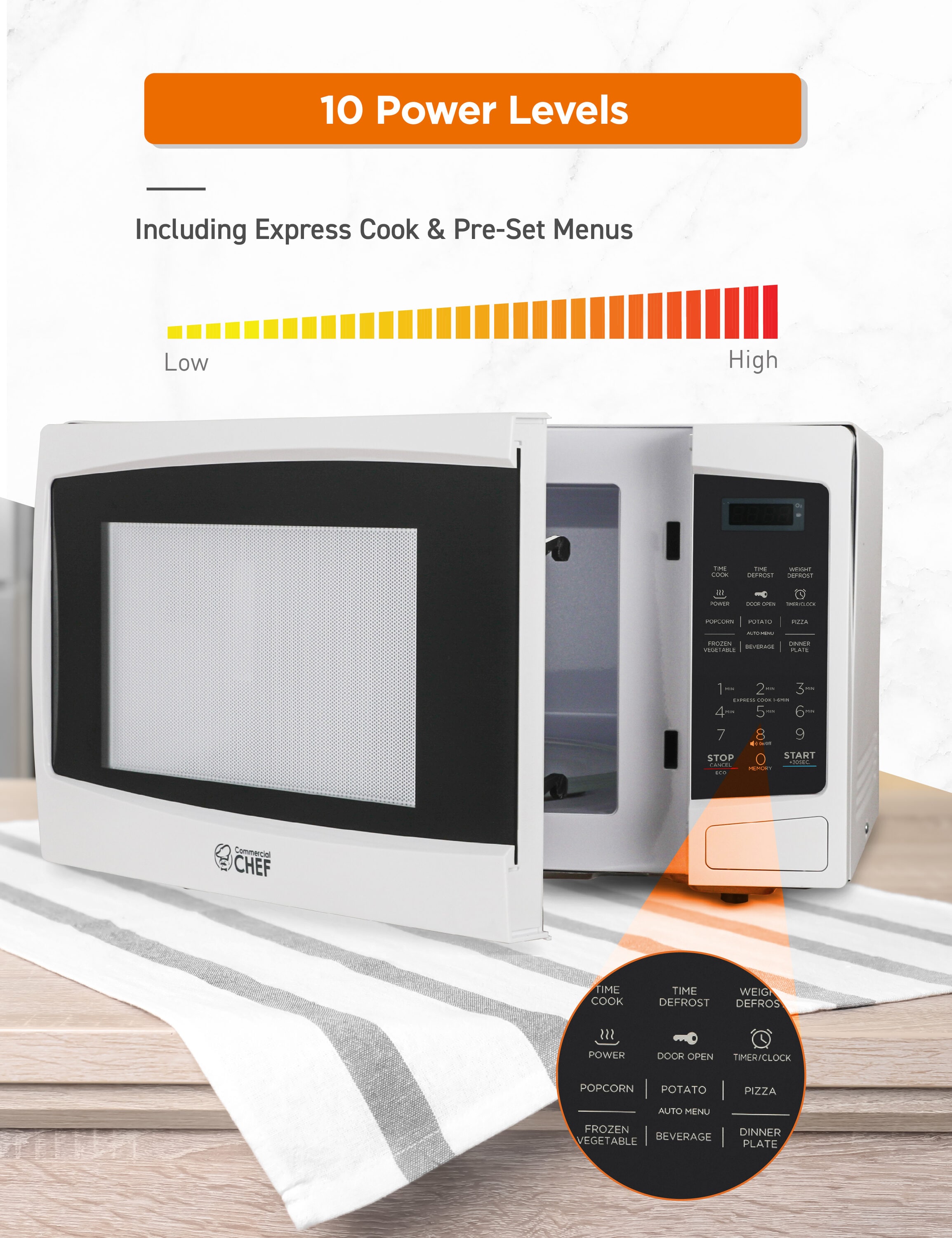 Horno de Microondas de 1.1 pies cúbicos y 1000 watts de potencia para Cocina Comercial ( Retirar ) CHM11MW