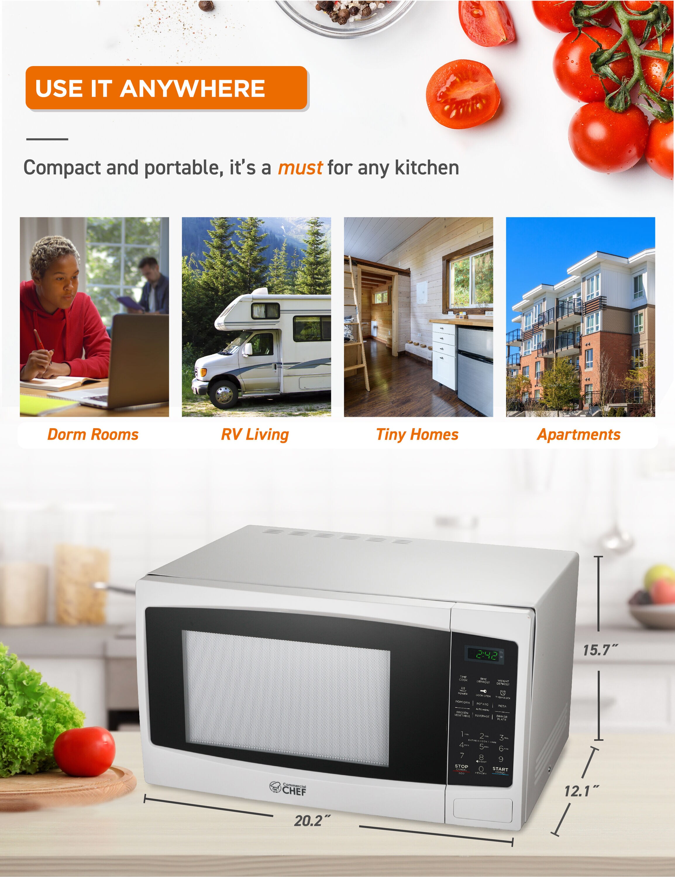 Horno de Microondas de 1.1 pies cúbicos y 1000 watts de potencia para Cocina Comercial ( Retirar ) CHM11MW