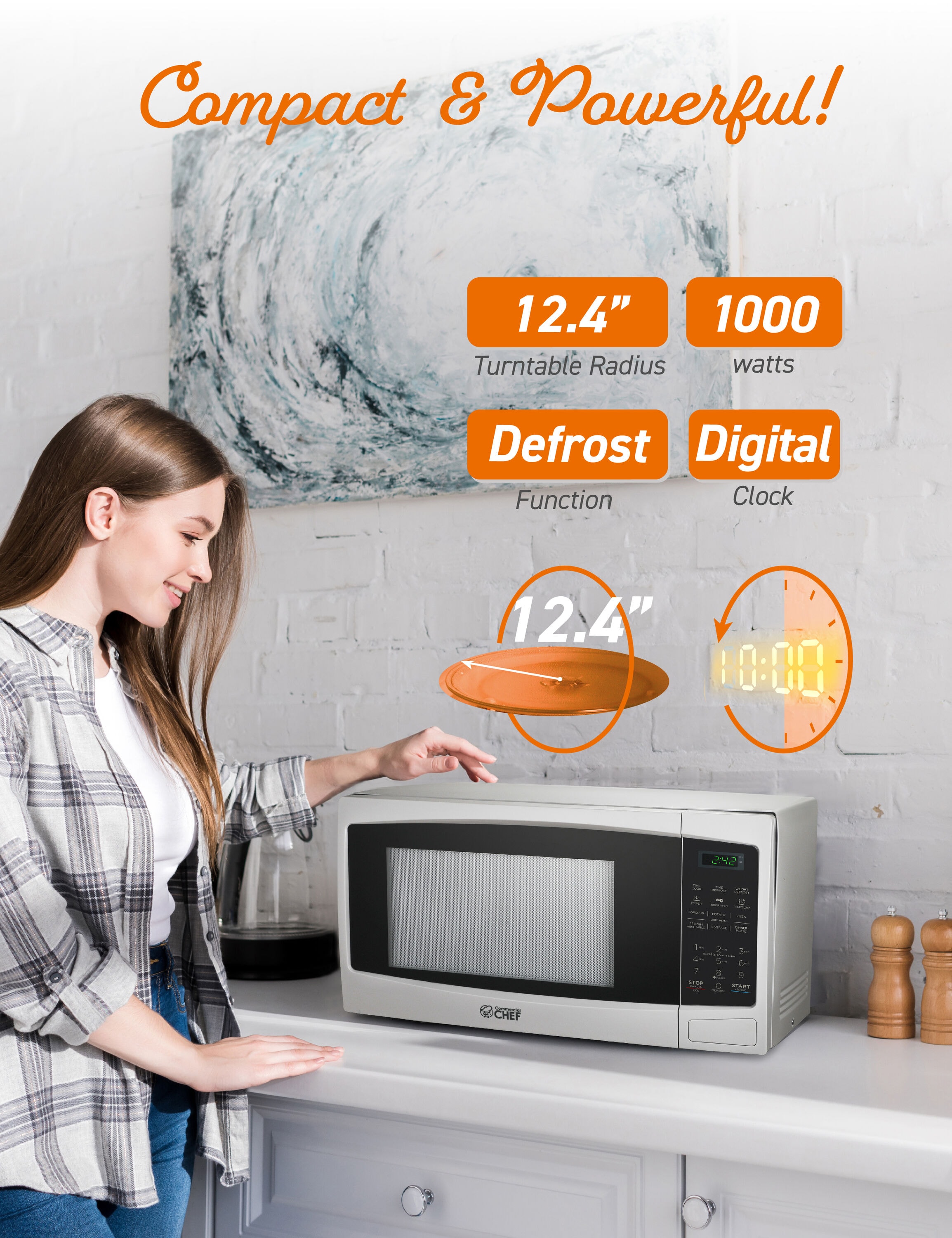 Horno de Microondas de 1.1 pies cúbicos y 1000 watts de potencia para Cocina Comercial ( Retirar ) CHM11MW