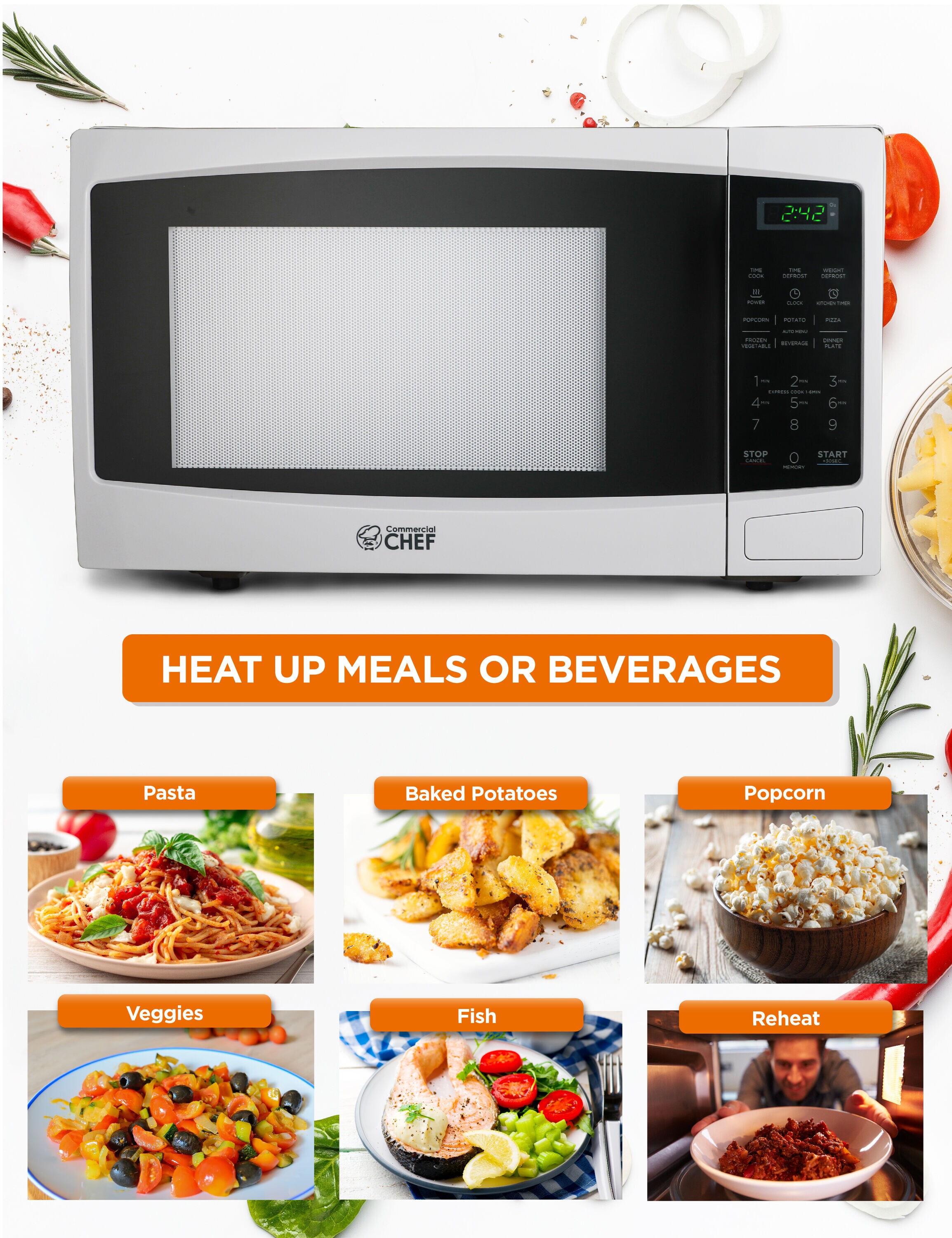 Horno de Microondas de 1.1 pies cúbicos y 1000 watts de potencia para Cocina Comercial ( Retirar ) CHM11MW