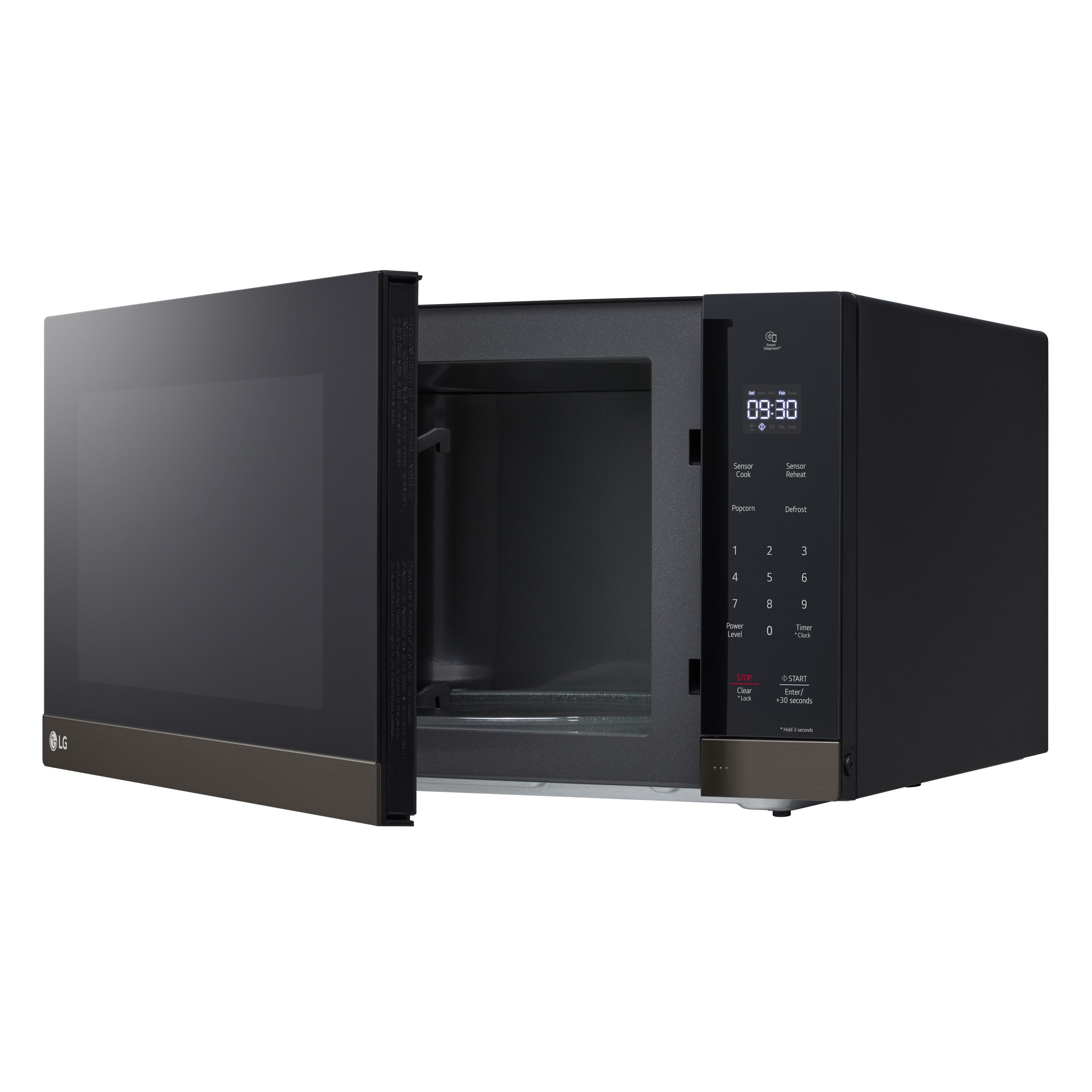 Microondas de Encimera LG de 2 pies cúbicos (Más de 1.5 pies cúbicos) con 1200 watts y controles de cocción con sensor (acero inoxidable negro) MSER2090D