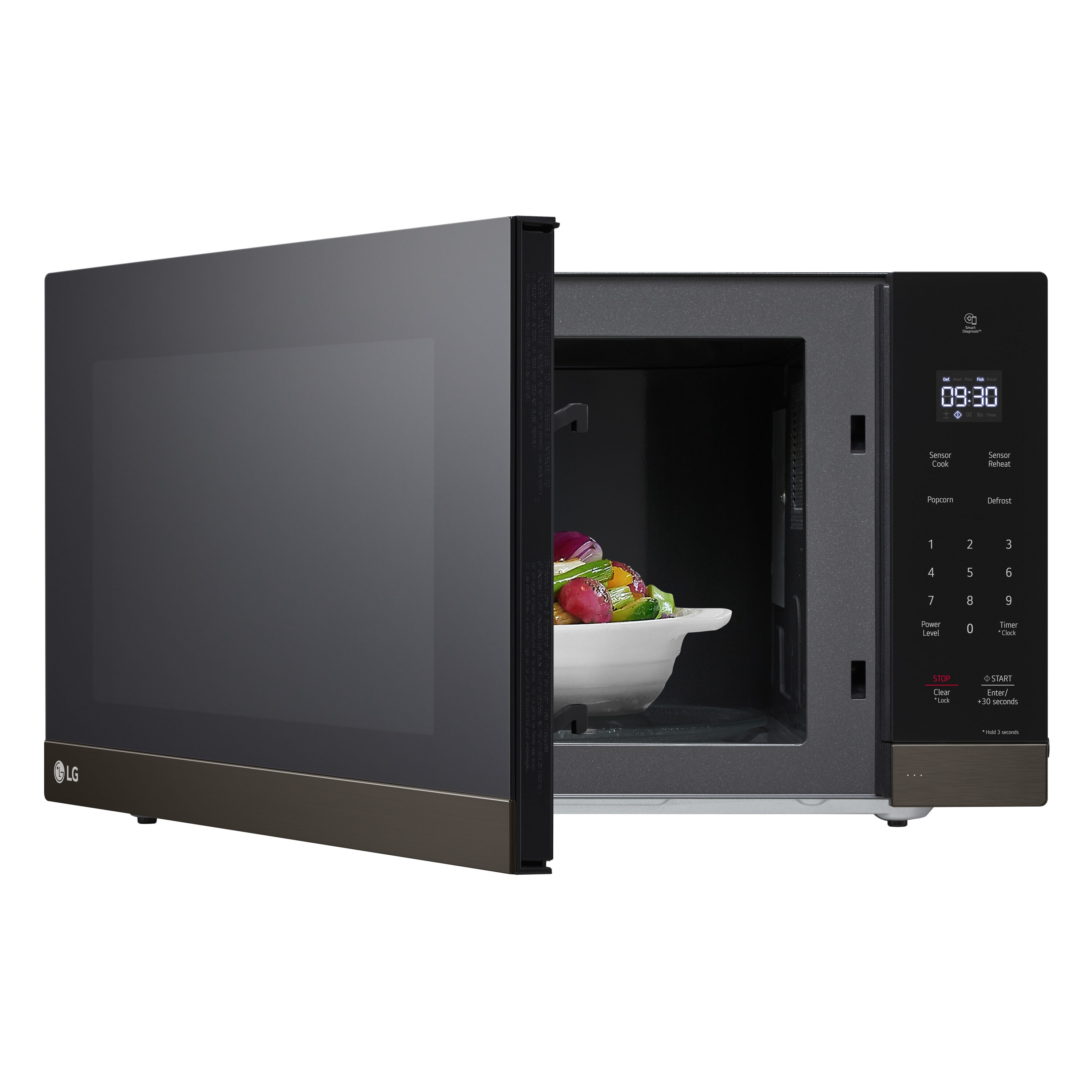 Microondas de Encimera LG de 2 pies cúbicos (Más de 1.5 pies cúbicos) con 1200 watts y controles de cocción con sensor (acero inoxidable negro) MSER2090D
