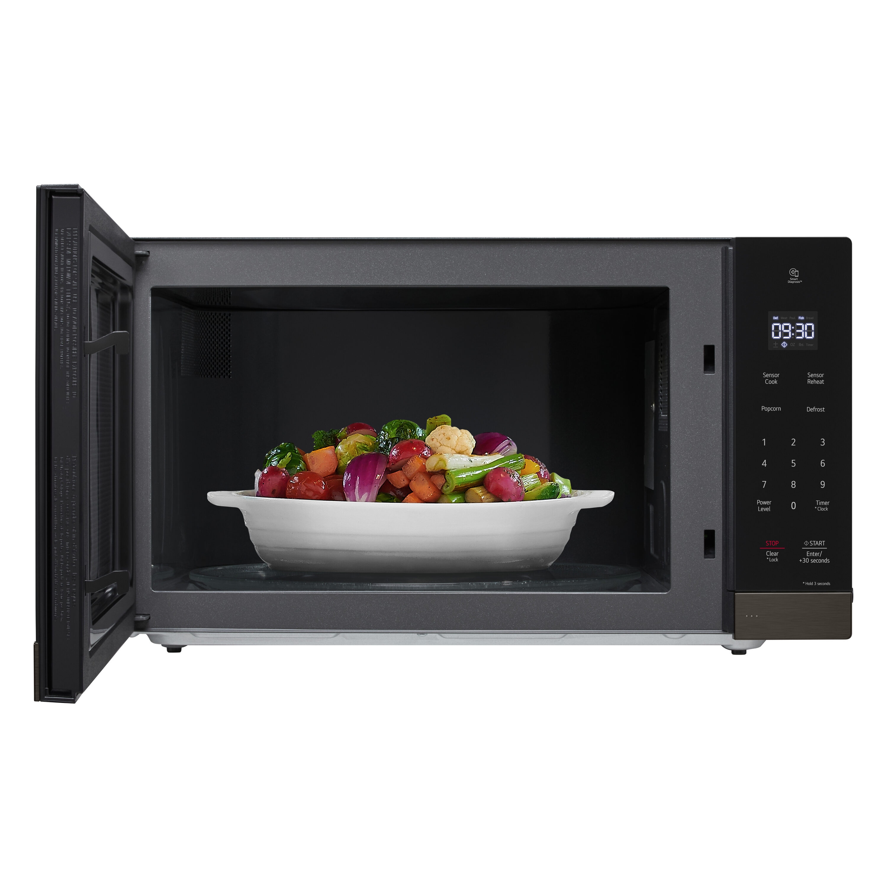 Microondas de Encimera LG de 2 pies cúbicos (Más de 1.5 pies cúbicos) con 1200 watts y controles de cocción con sensor (acero inoxidable negro) MSER2090D