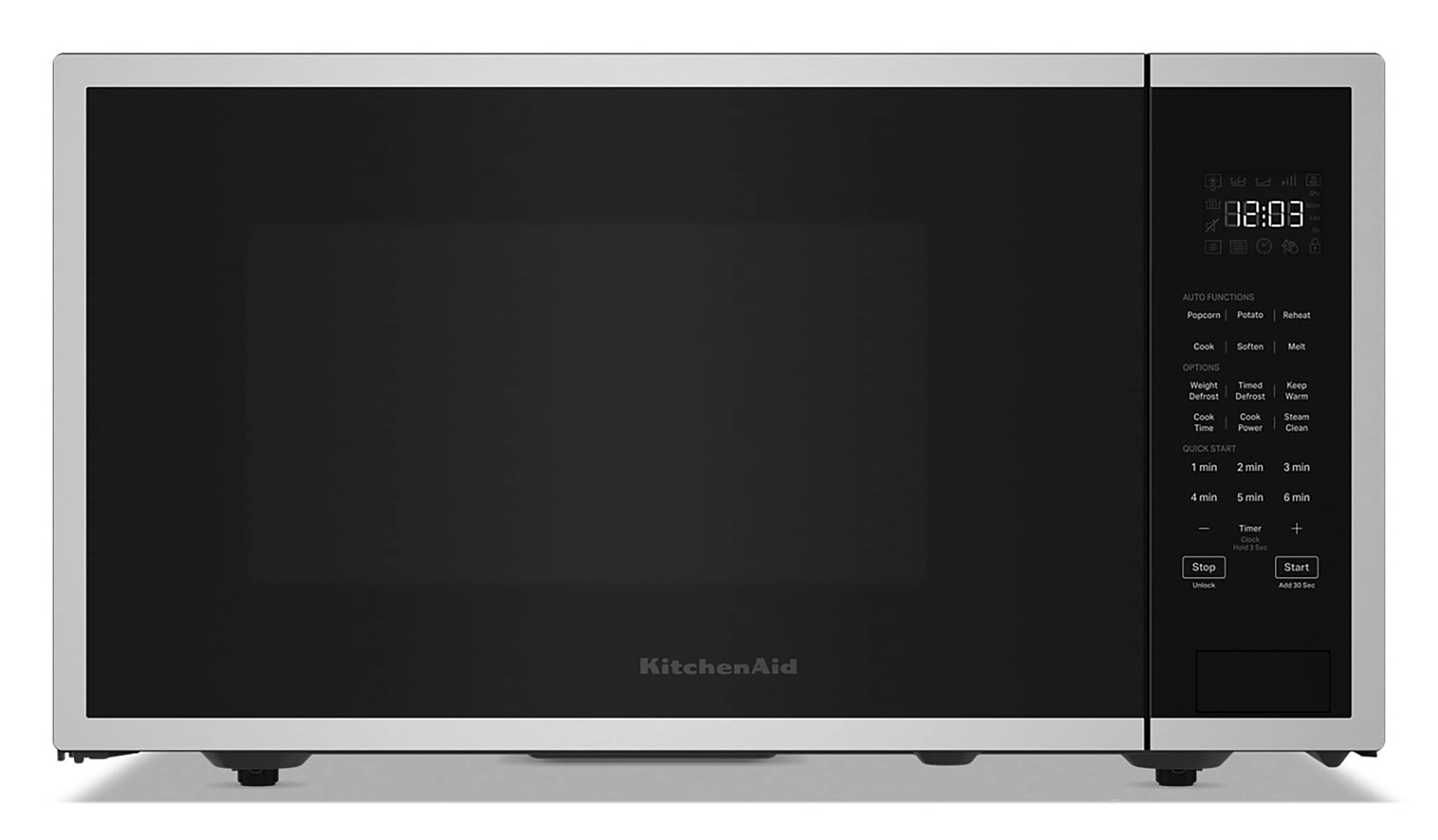 Microondas de encimera KitchenAid de 1.6 pies cúbicos (más grande que 1.5 pies cúbicos) con controles de cocción con sensor de 1700 watts (acero inoxidable) KMCS122RSS