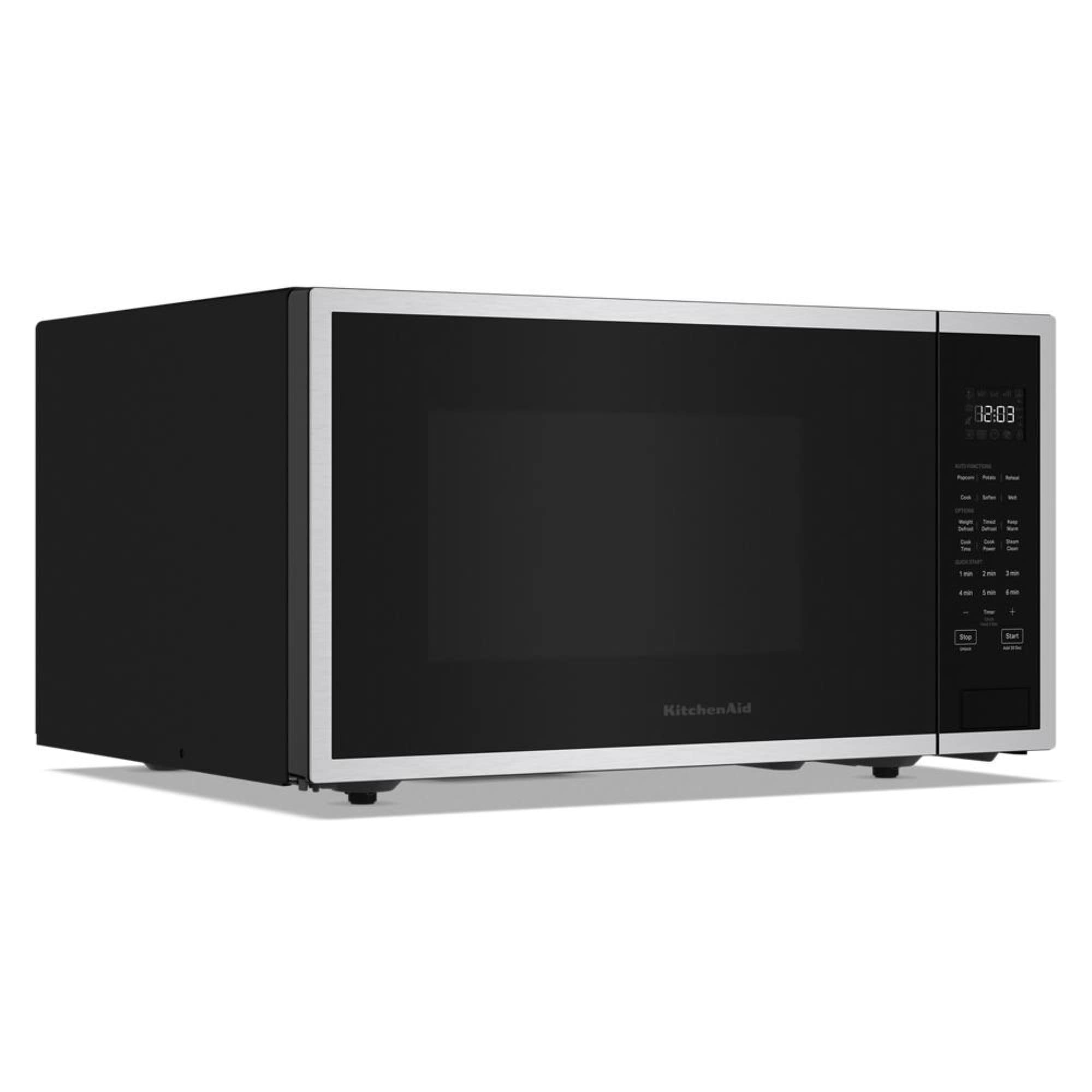 Microondas de encimera KitchenAid de 1.6 pies cúbicos (más grande que 1.5 pies cúbicos) con controles de cocción con sensor de 1700 watts (acero inoxidable) KMCS122RSS