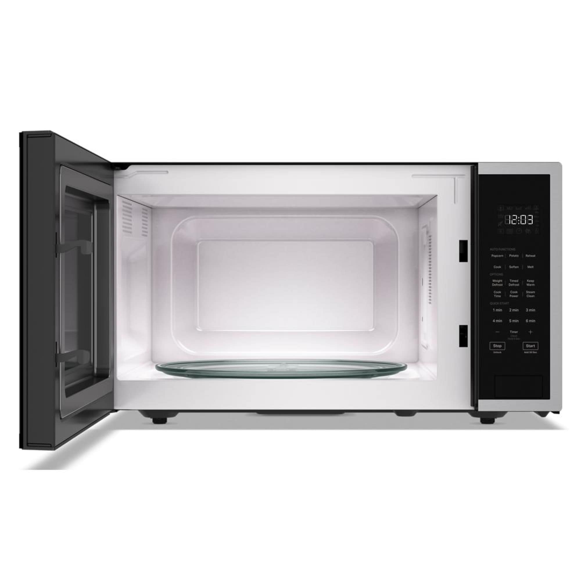 Microondas de encimera KitchenAid de 1.6 pies cúbicos (más grande que 1.5 pies cúbicos) con controles de cocción con sensor de 1700 watts (acero inoxidable) KMCS122RSS