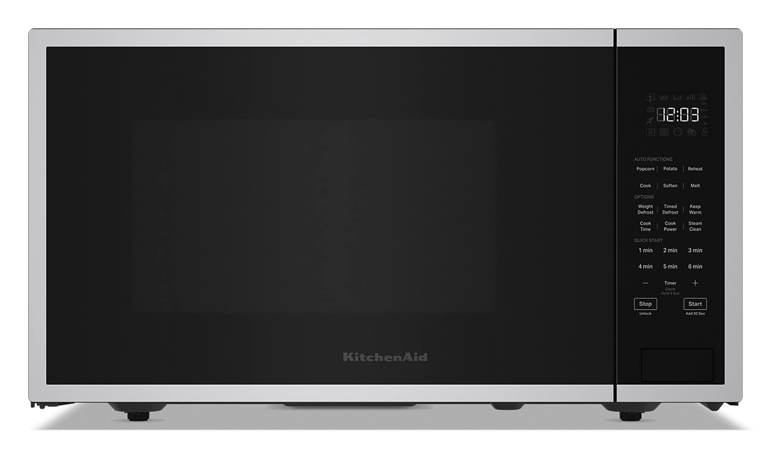Microondas de mostrador de 1.6 pies cúbicos (más de 1.5 pies cúbicos) de 1700 watts con controles de cocción por sensor (acabado en acero inoxidable negro con protección contra manchas) de KitchenAid KMCS122RPS