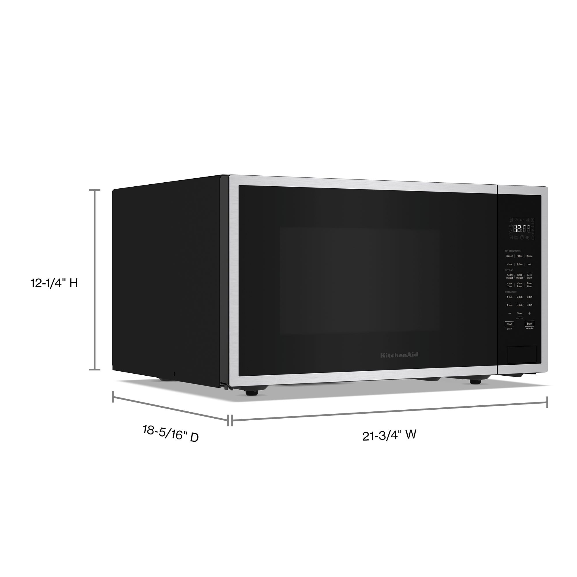 Microondas de mostrador de 1.6 pies cúbicos (más de 1.5 pies cúbicos) de 1700 watts con controles de cocción por sensor (acabado en acero inoxidable negro con protección contra manchas) de KitchenAid KMCS122RPS