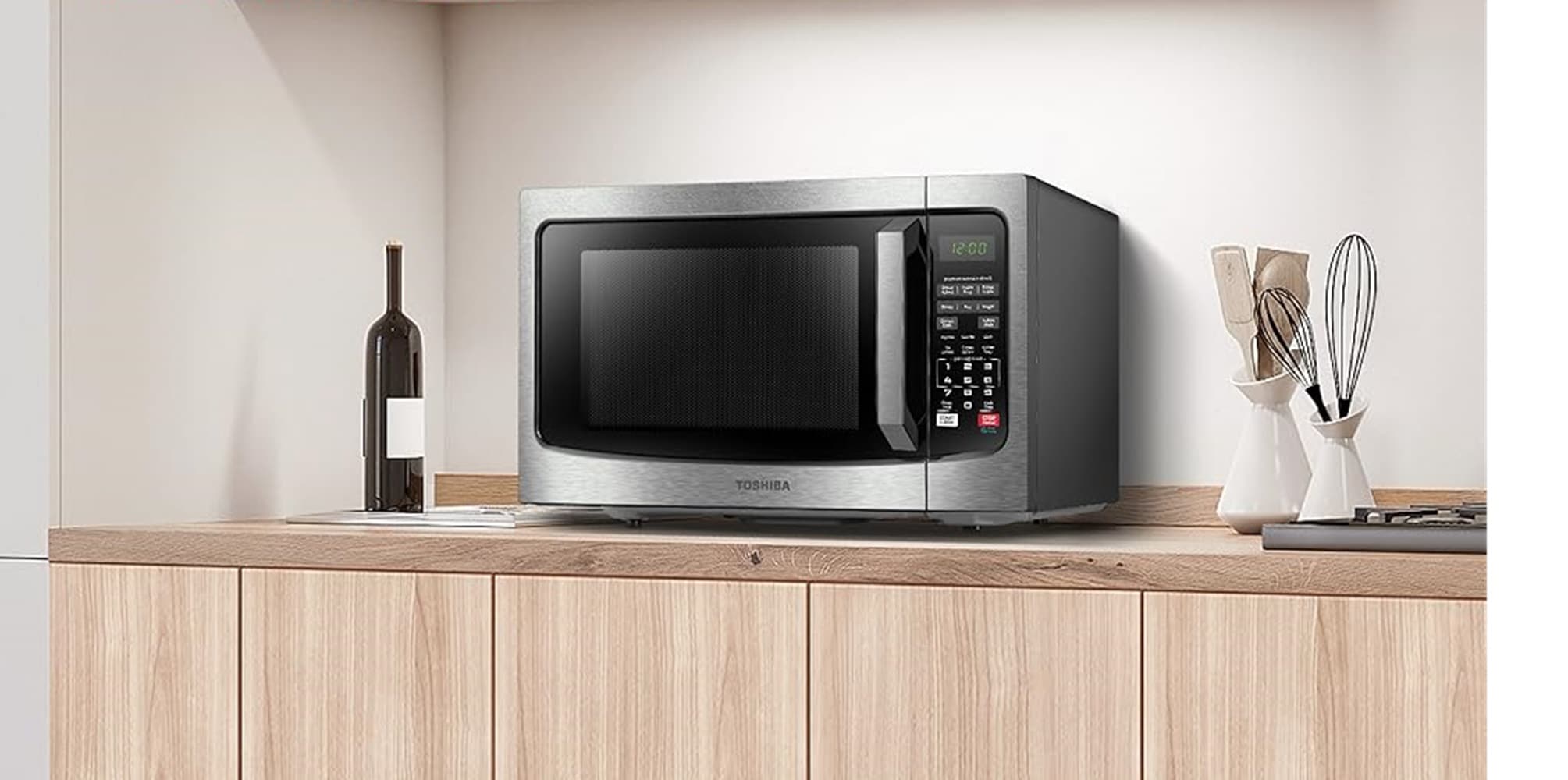 Horno de microondas de 1.2 pies cúbicos y 1000 watts de potencia media para encimera (acero inoxidable) EM131A5C-SS de Toshiba