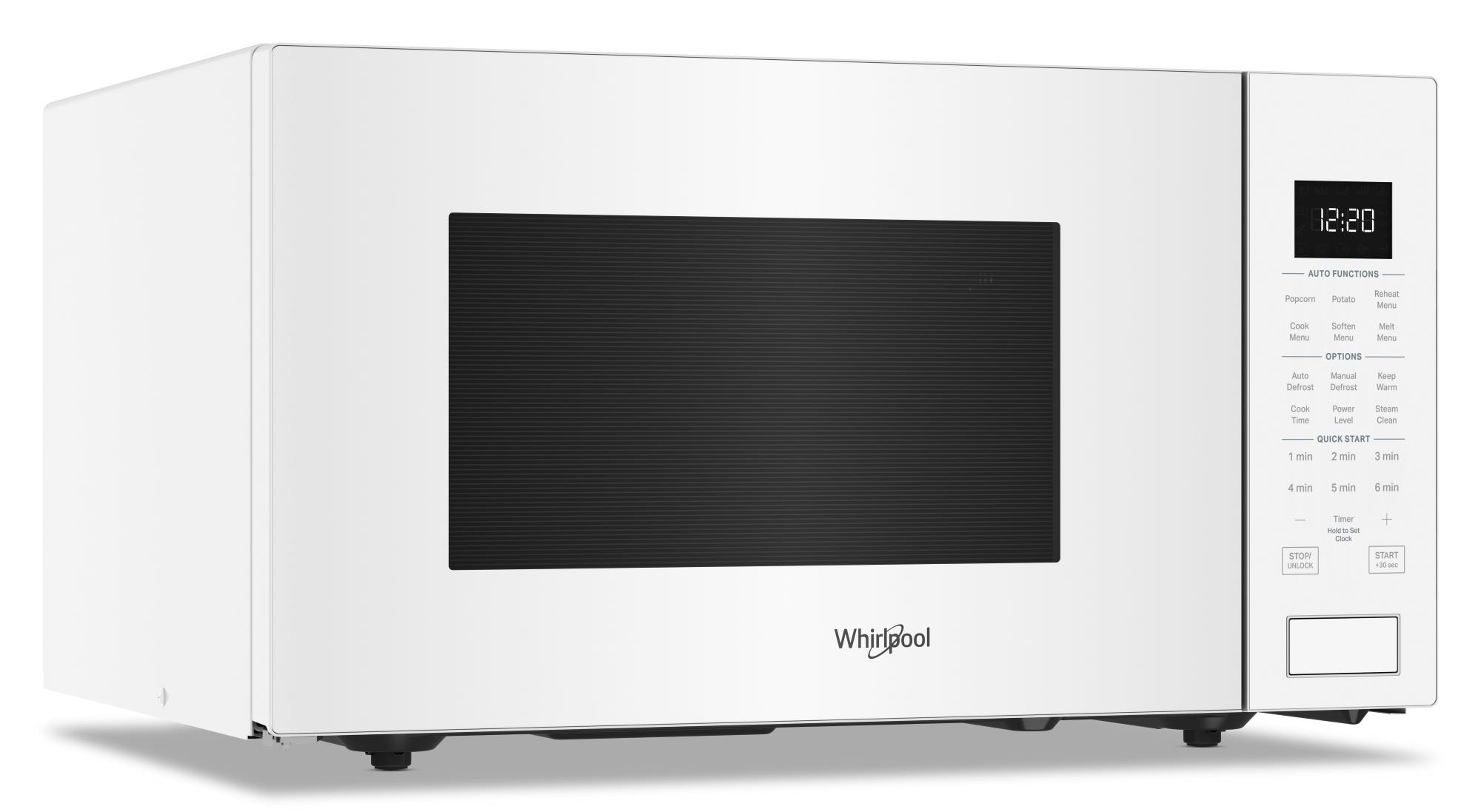 Microondas de mostrador Whirlpool de 1.6 pies cúbicos con controles de cocción por sensor de 1700 watts (blanco)