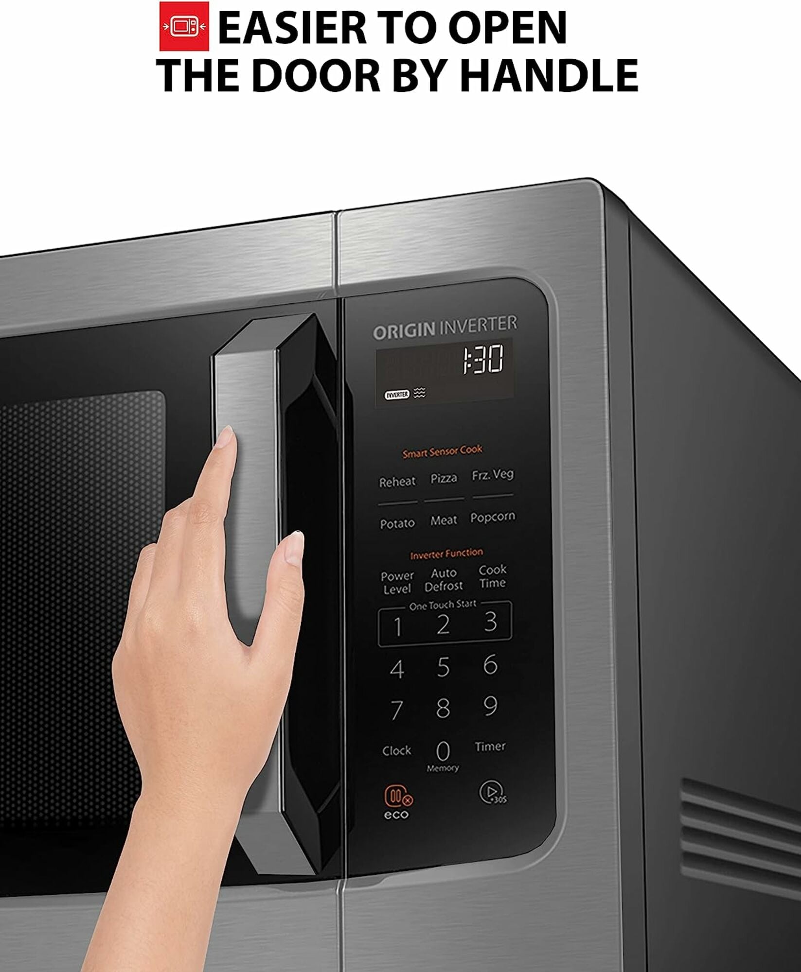 Microondas de mostrador de acero inoxidable Toshiba de 1.6 pies cúbicos con controles de cocción con sensor de 1250 watts (ML-EM45PIT(SS))