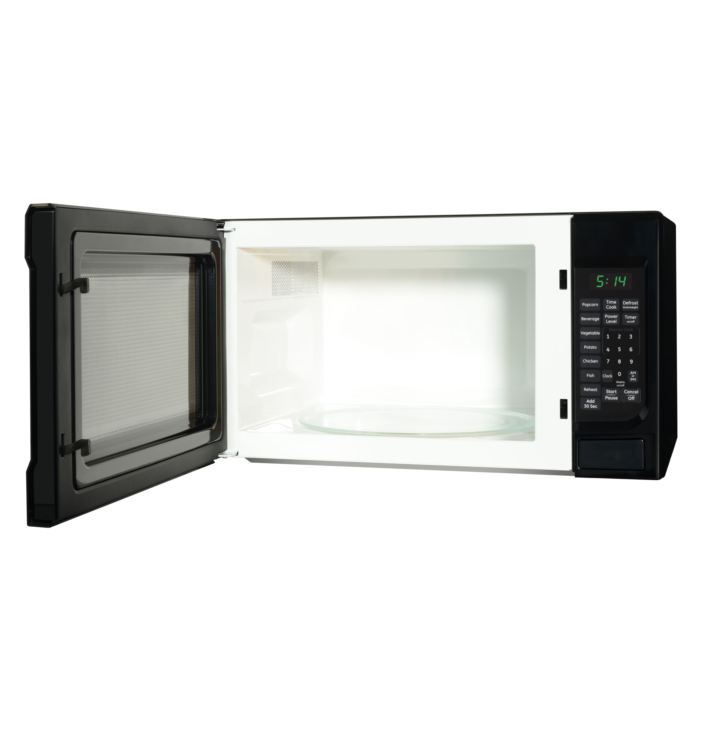 Horno de microondas de encimera de 1.4 pies cúbicos y 1100 vatios con controles de cocción con sensor (Negro)