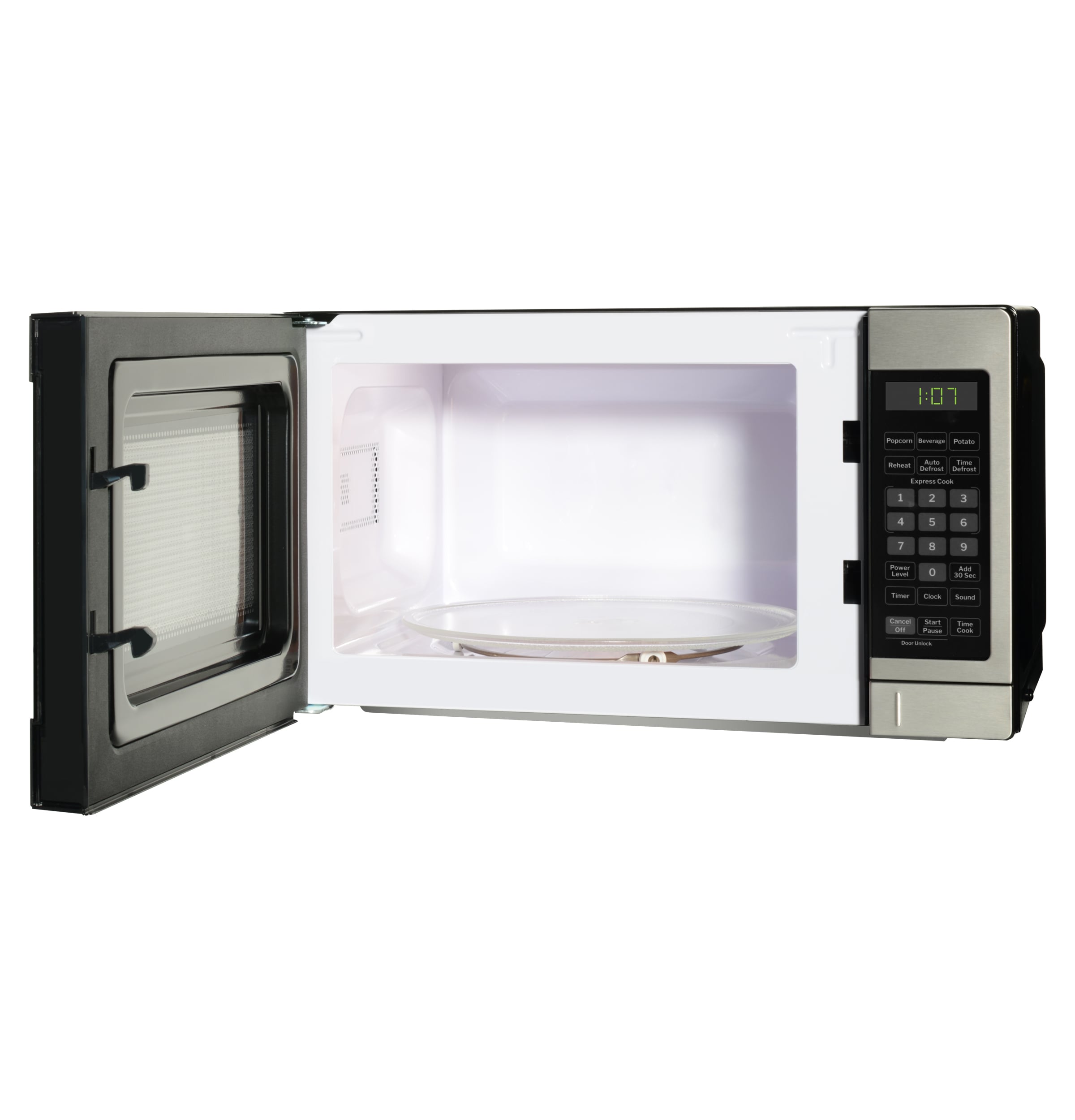 Microondas de encimera de 700 vatios y 0.7 pies cúbicos (menos de 1.5 pies cúbicos) de acero inoxidable
