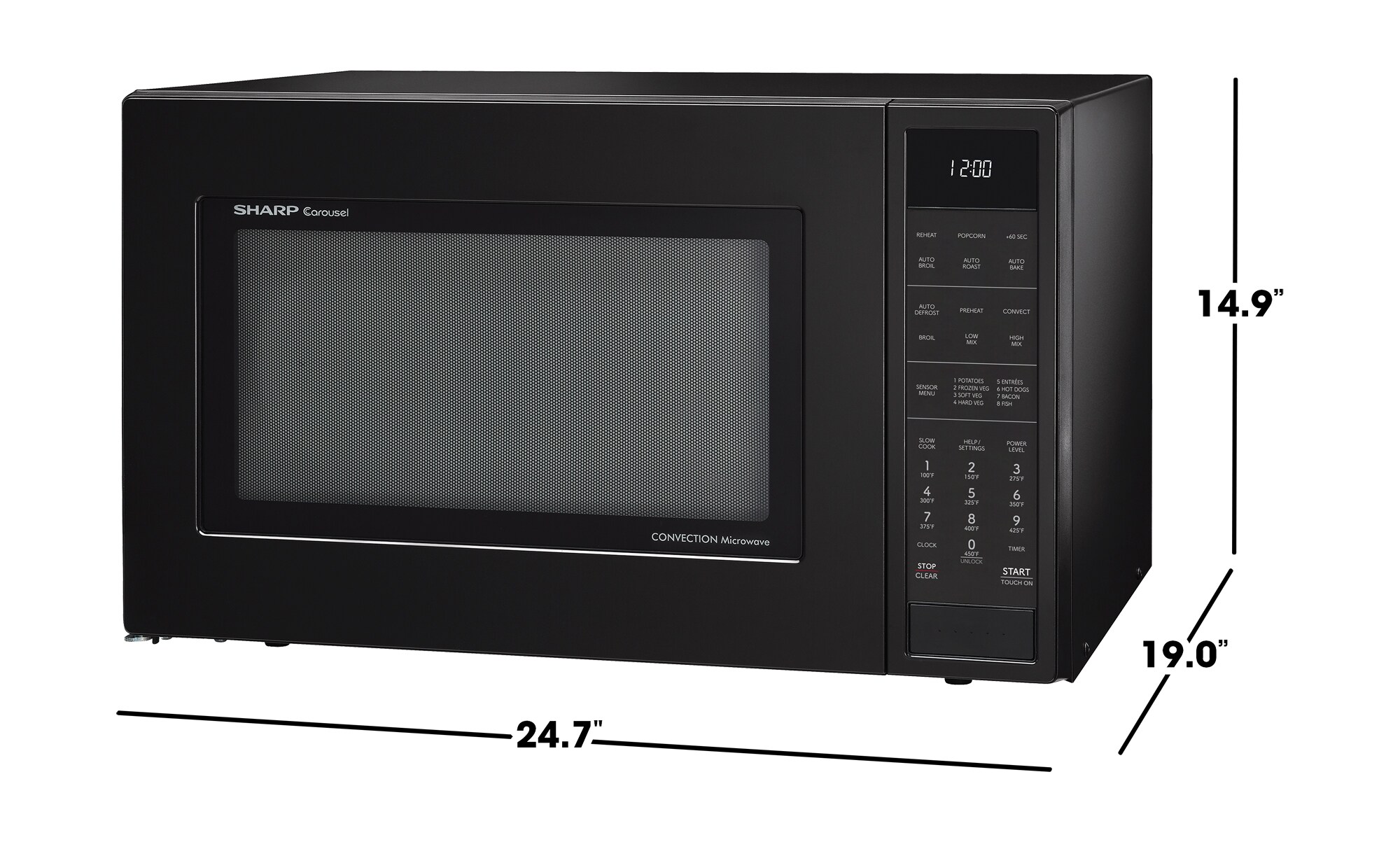 Microondas de Convección de Mostrador con Controles de Cocción con Sensor de 900 Watts y 1.5 pies cúbicos (Negro)