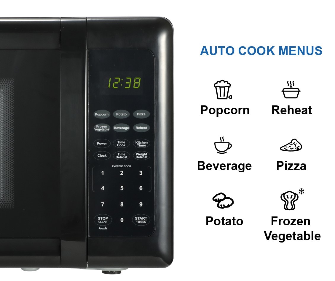 Horno de microondas de mostrador de 700 vatios, negro, de 0.7 pies cúbicos (menos de 1.5 pies cúbicos) de Emerson Radio