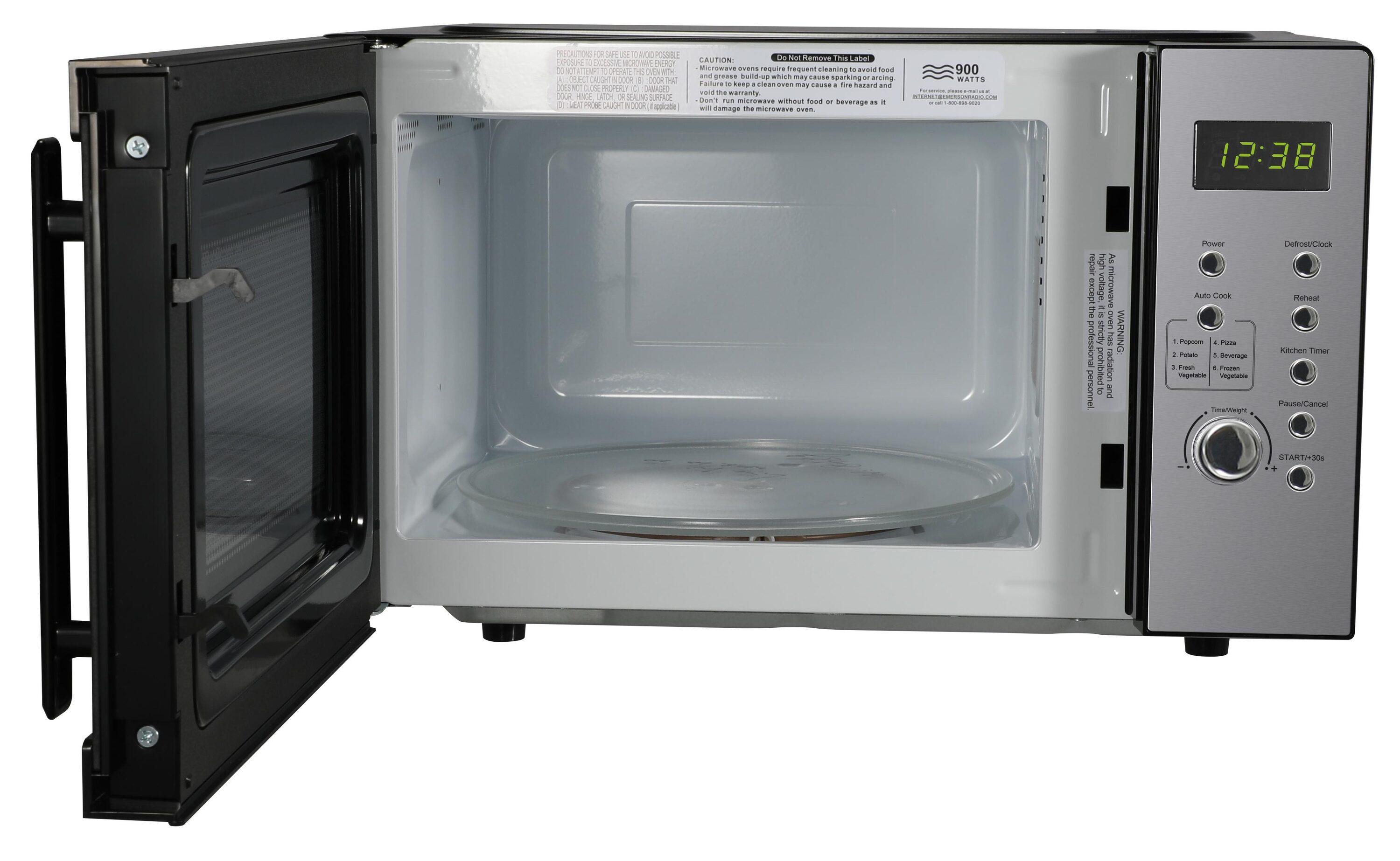 Microondas de encimera Emerson de 0.9 pies cúbicos (menos de 1.5 pies cúbicos) y 900 vatios (plata) MW9005SS