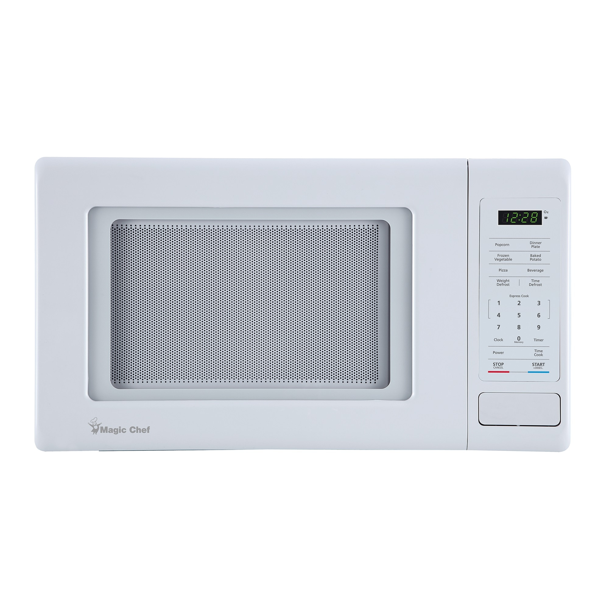 Horno de microondas de mostrador blanco de 0.9 pies cúbicos (menos de 1.5 pies cúbicos) de Magic Chef de 900 vatios