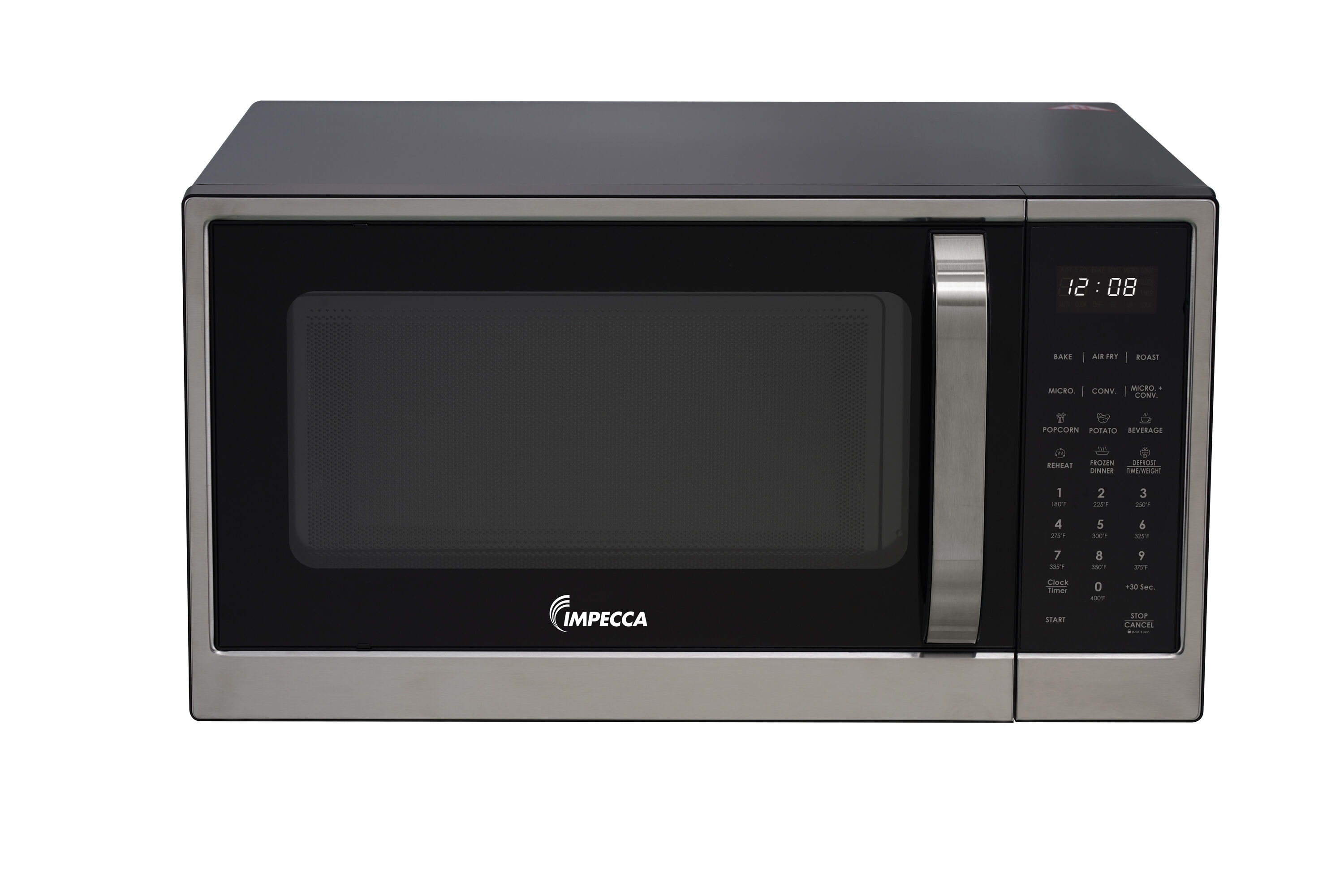 Horno de convección de mostrador con microondas y freidora de aire de 1.2 pies cúbicos y 1000 watts de potencia (acero inoxidable)