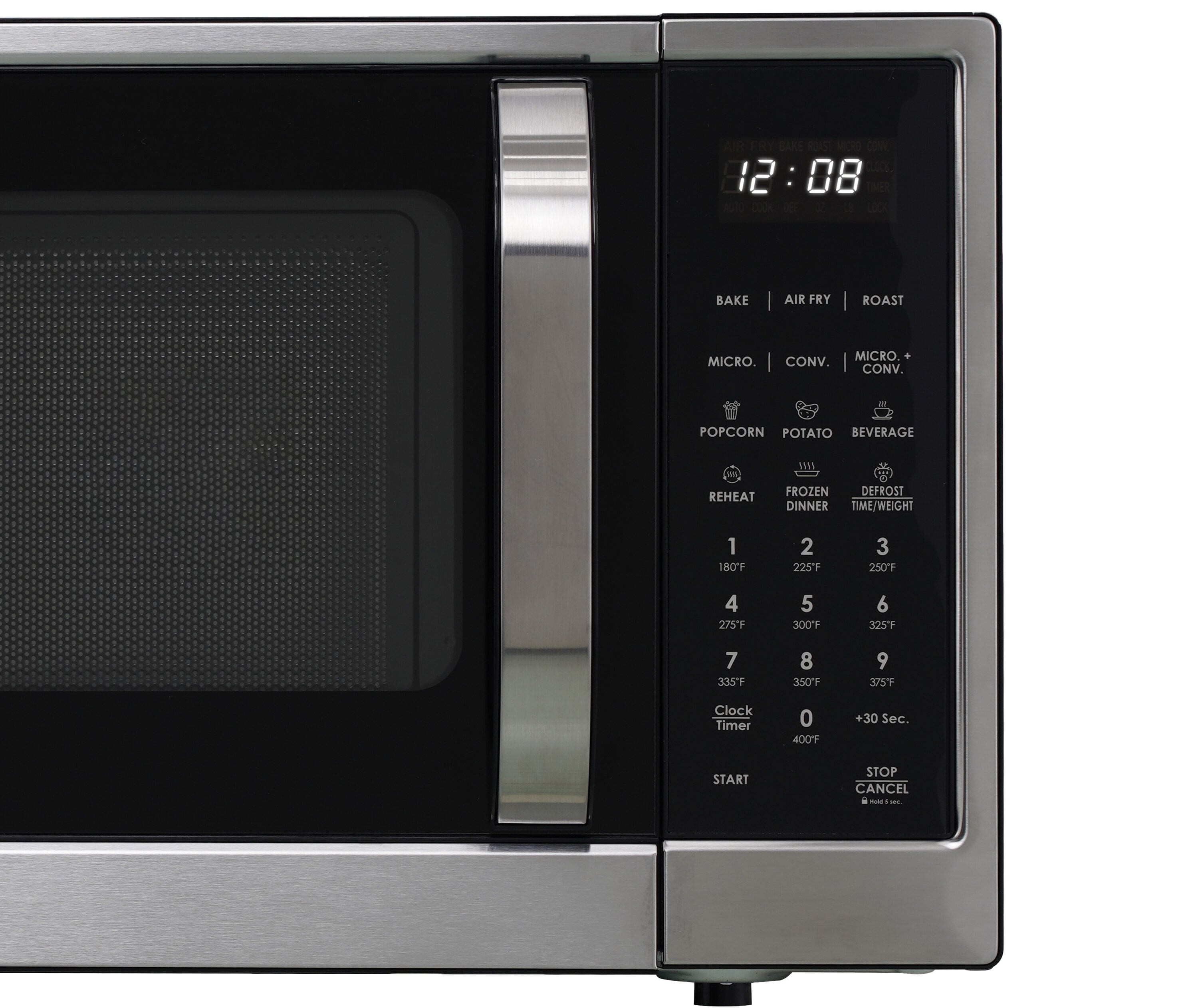 Horno de convección de mostrador con microondas y freidora de aire de 1.2 pies cúbicos y 1000 watts de potencia (acero inoxidable)
