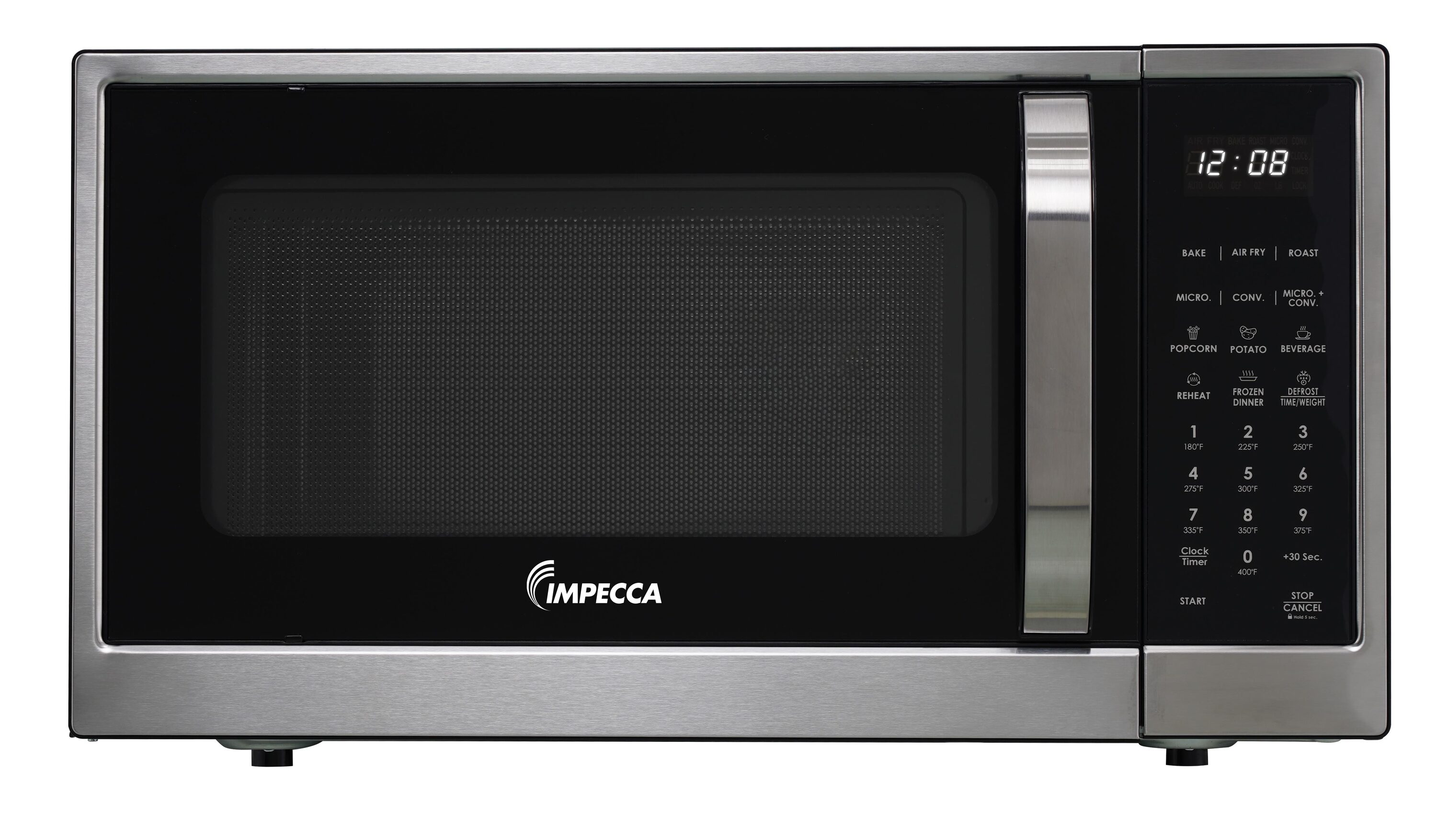 Horno de convección de mostrador con microondas y freidora de aire de 1.2 pies cúbicos y 1000 watts de potencia (acero inoxidable)