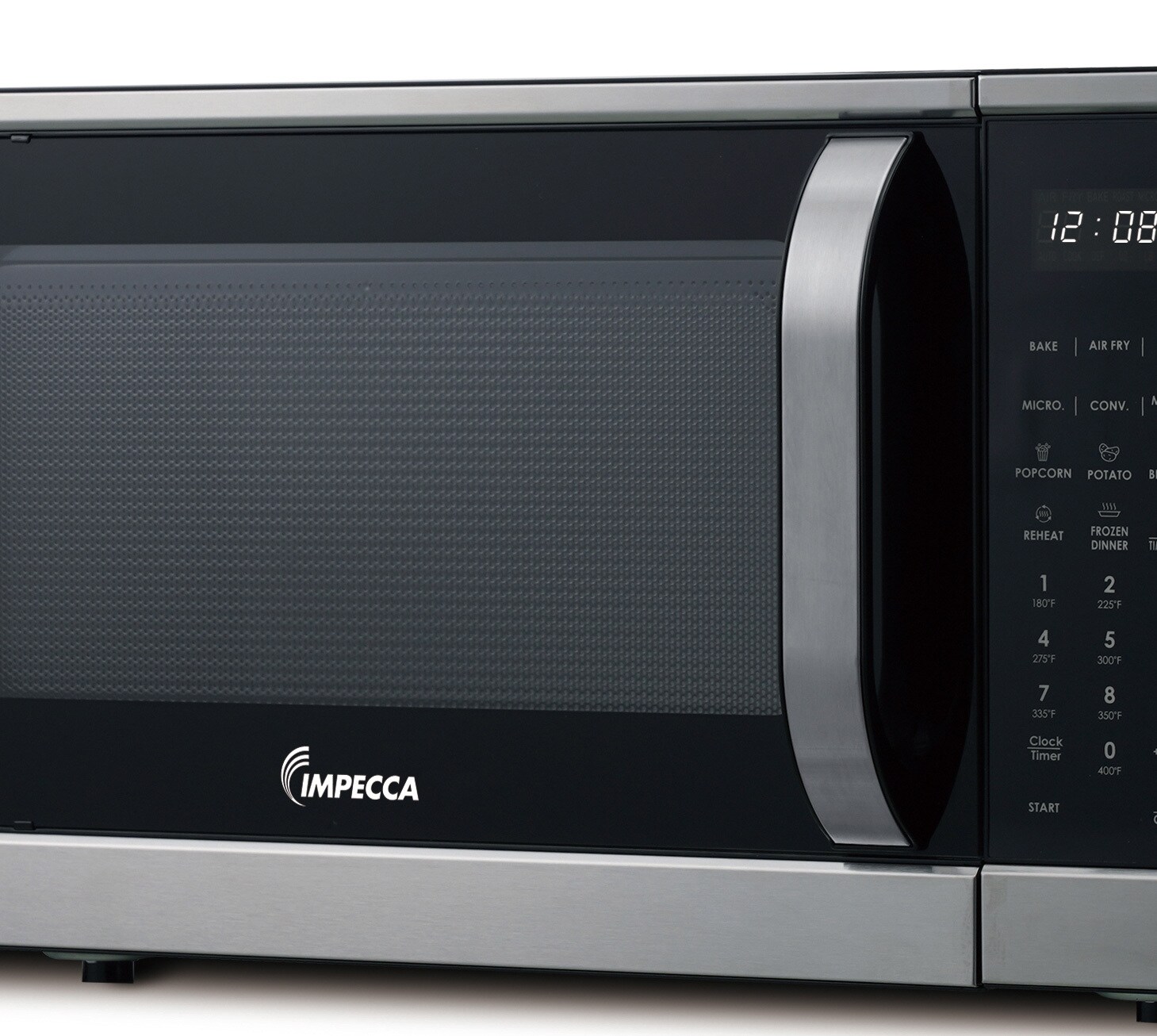 Horno de convección de mostrador con microondas y freidora de aire de 1.2 pies cúbicos y 1000 watts de potencia (acero inoxidable)