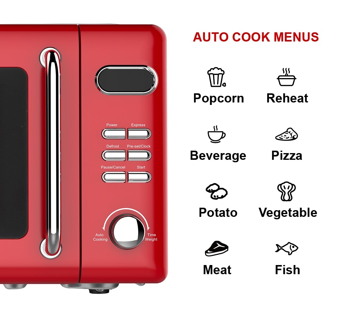 Horno de microondas de encimera Emerson 0.7 pies cúbicos (menos de 1.5 pies cúbicos) 700 watts (Rojo) MWR7020RD
