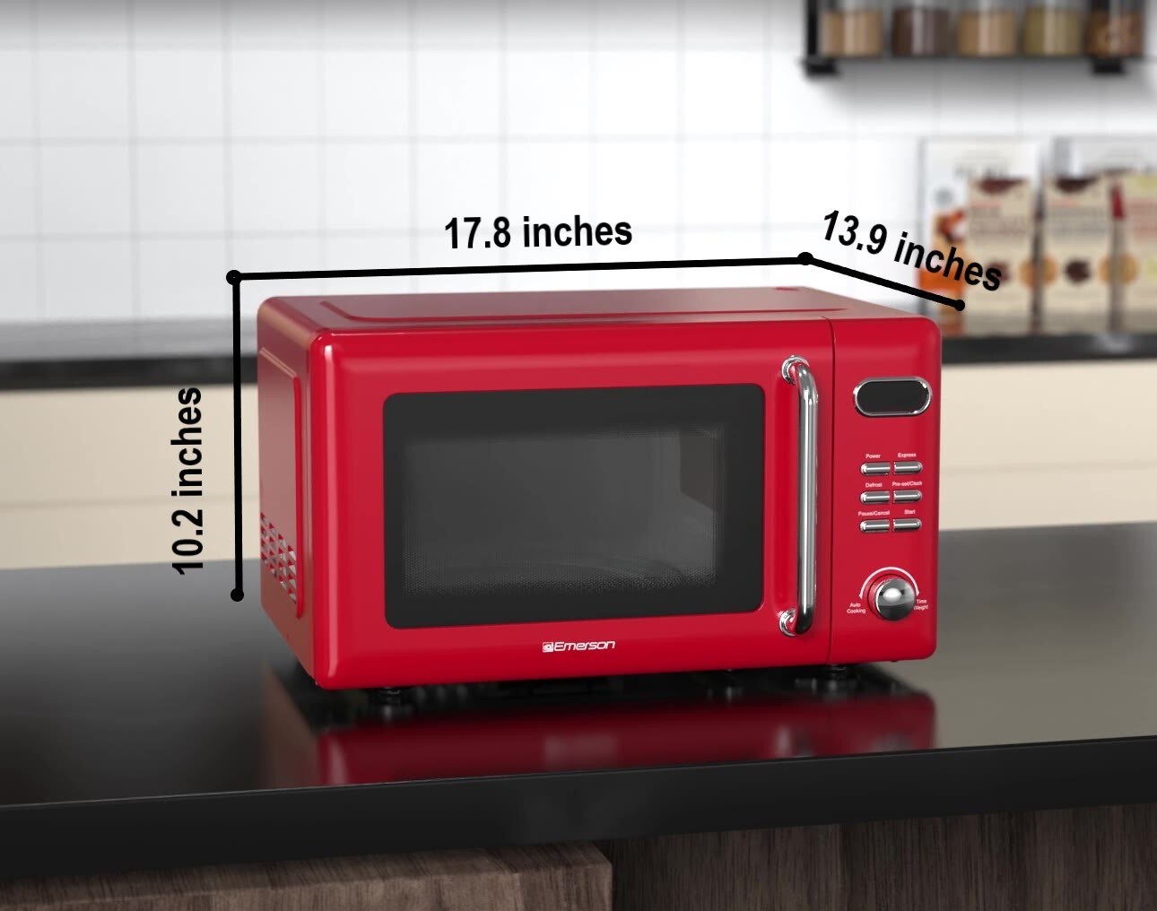 Horno de microondas de encimera Emerson 0.7 pies cúbicos (menos de 1.5 pies cúbicos) 700 watts (Rojo) MWR7020RD