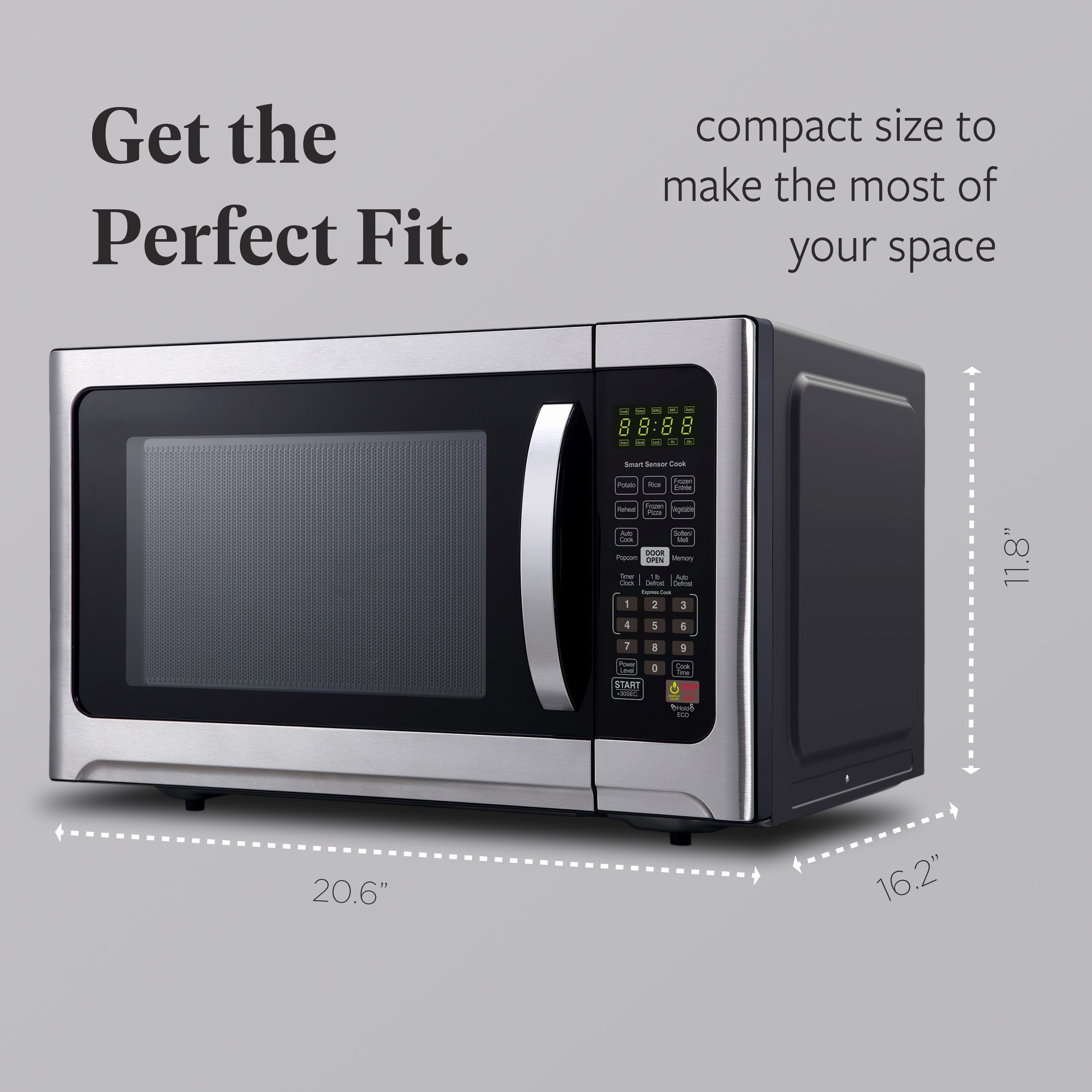Horno de microondas de encimera profesional de 1.2 pies cúbicos con controles de cocción por sensor de 1000 watts (acero inoxidable/negro)