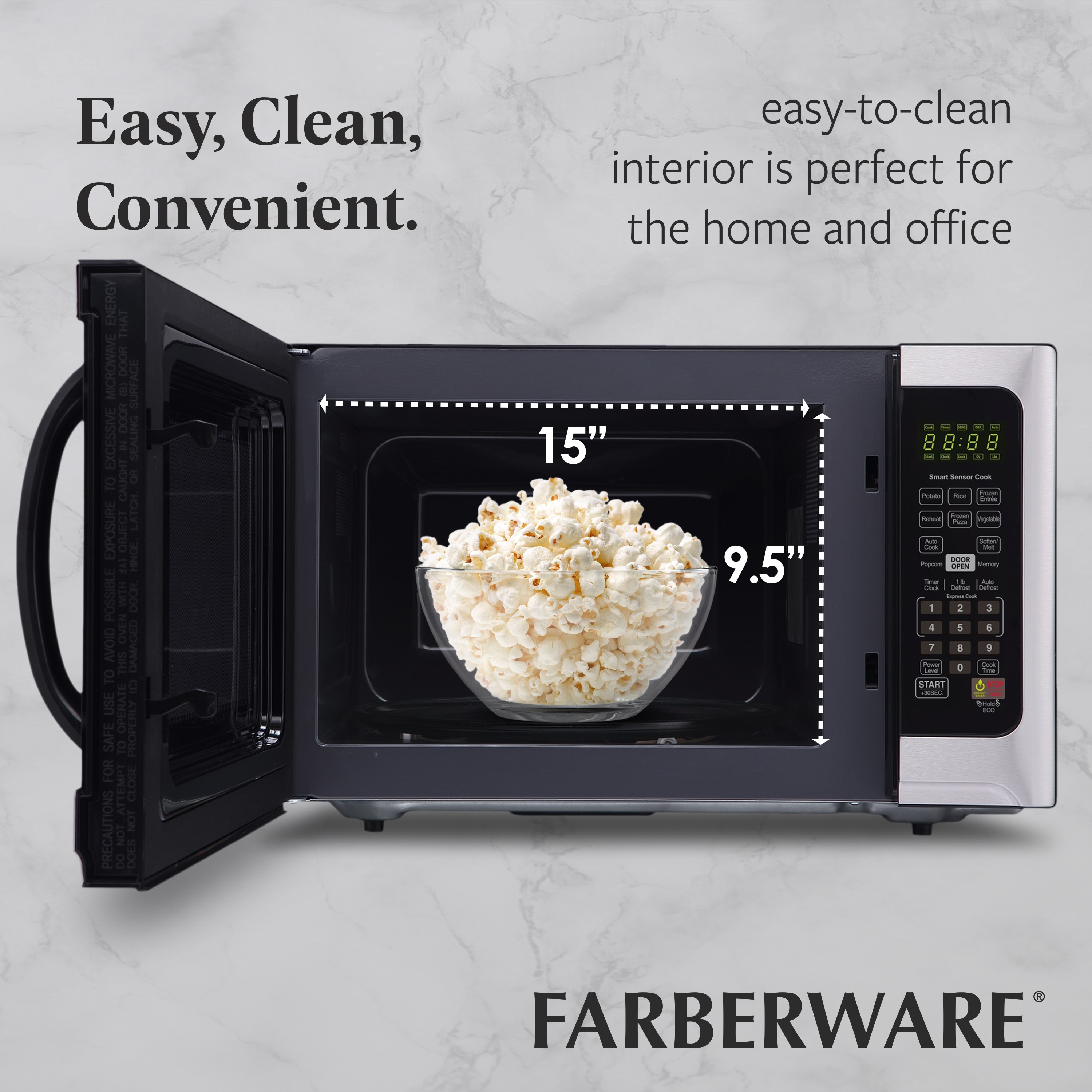 Horno de microondas de encimera profesional de 1.2 pies cúbicos con controles de cocción por sensor de 1000 watts (acero inoxidable/negro)